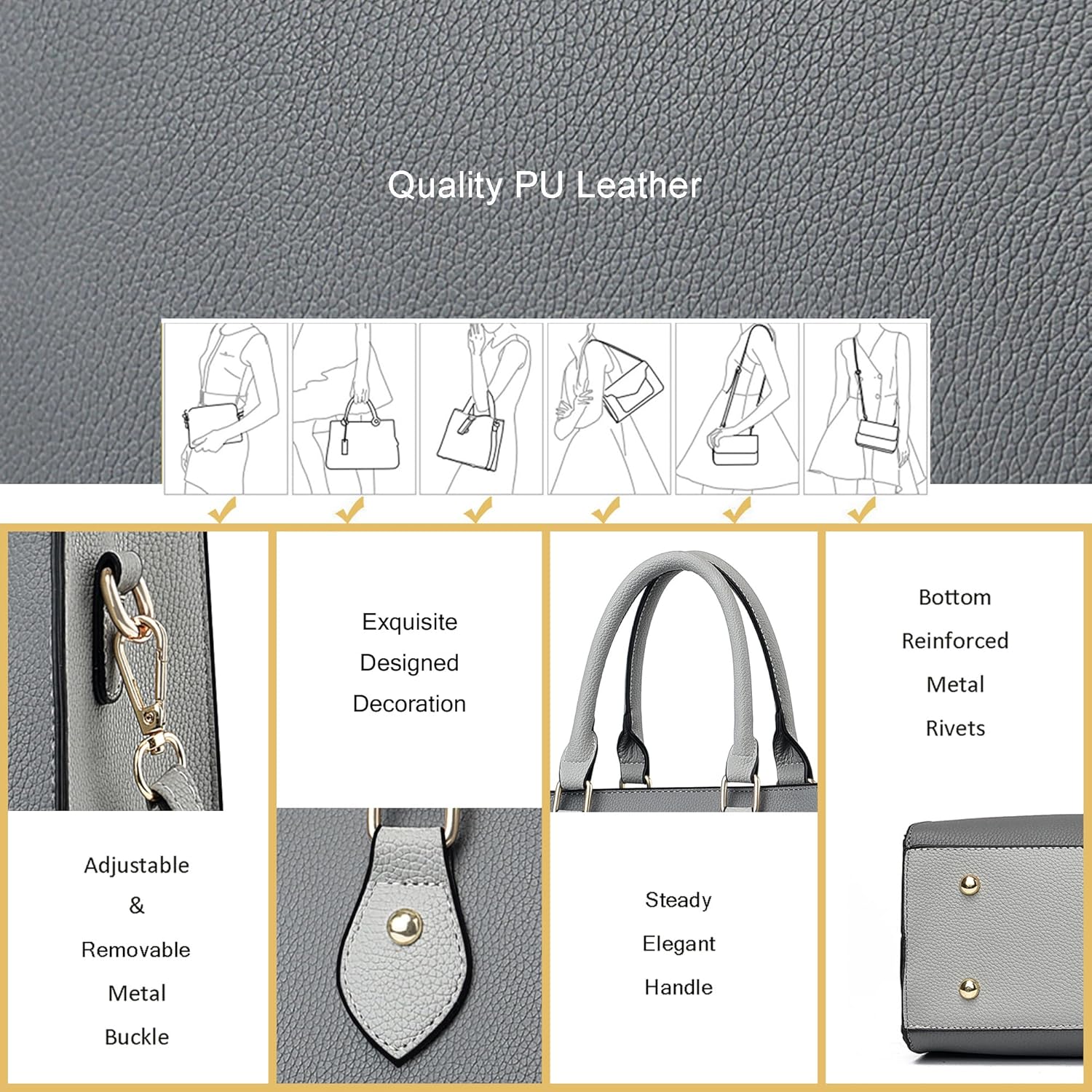 CHICAROUSAL Crossbody Purses and Handbags for Women PU Leather Tote Top Handle Satchel Shoulder Bags - Image 7