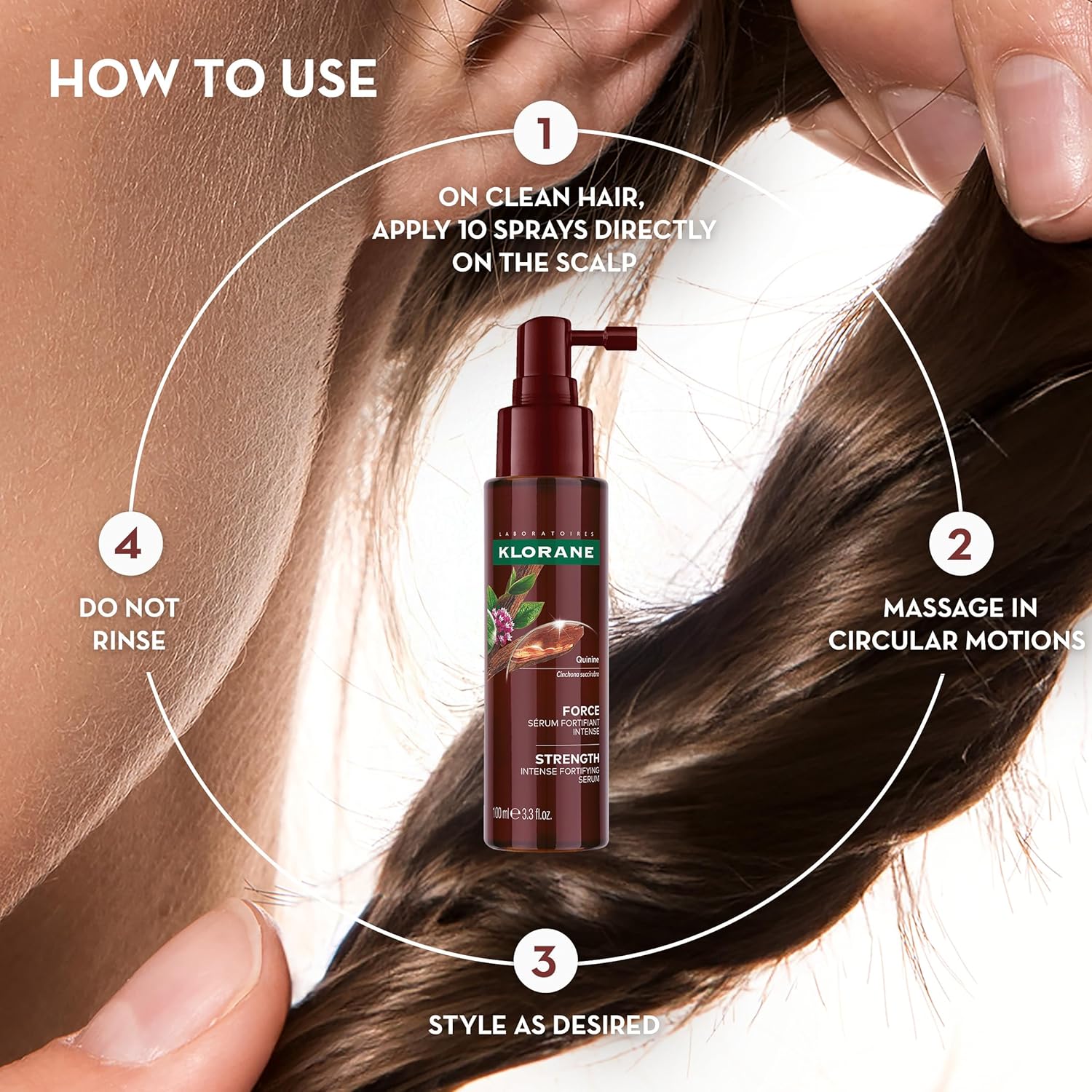 Klorane Intense Strengthening Serum with Quinine - Natural Alternative for Hair Thinning - Support Thicker, Stronger, Healthier Hair - Men & Women - Non-Greasy, Leave-in Formula - 3.3 fl. oz. - Image 7