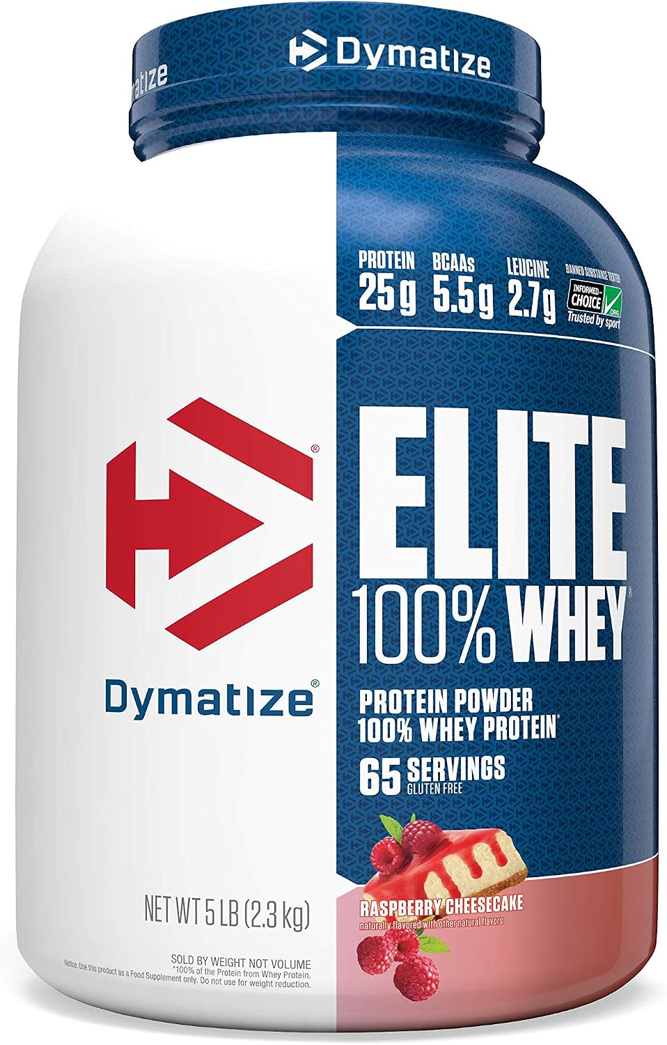 Dymatize Elite 100% Whey Protein Powder Used Pre or Post Workout Quick Absorbing and Fast Digesting, 5 Pound, Raspberry Cheesecake, 5 Pound , 80 Oz
