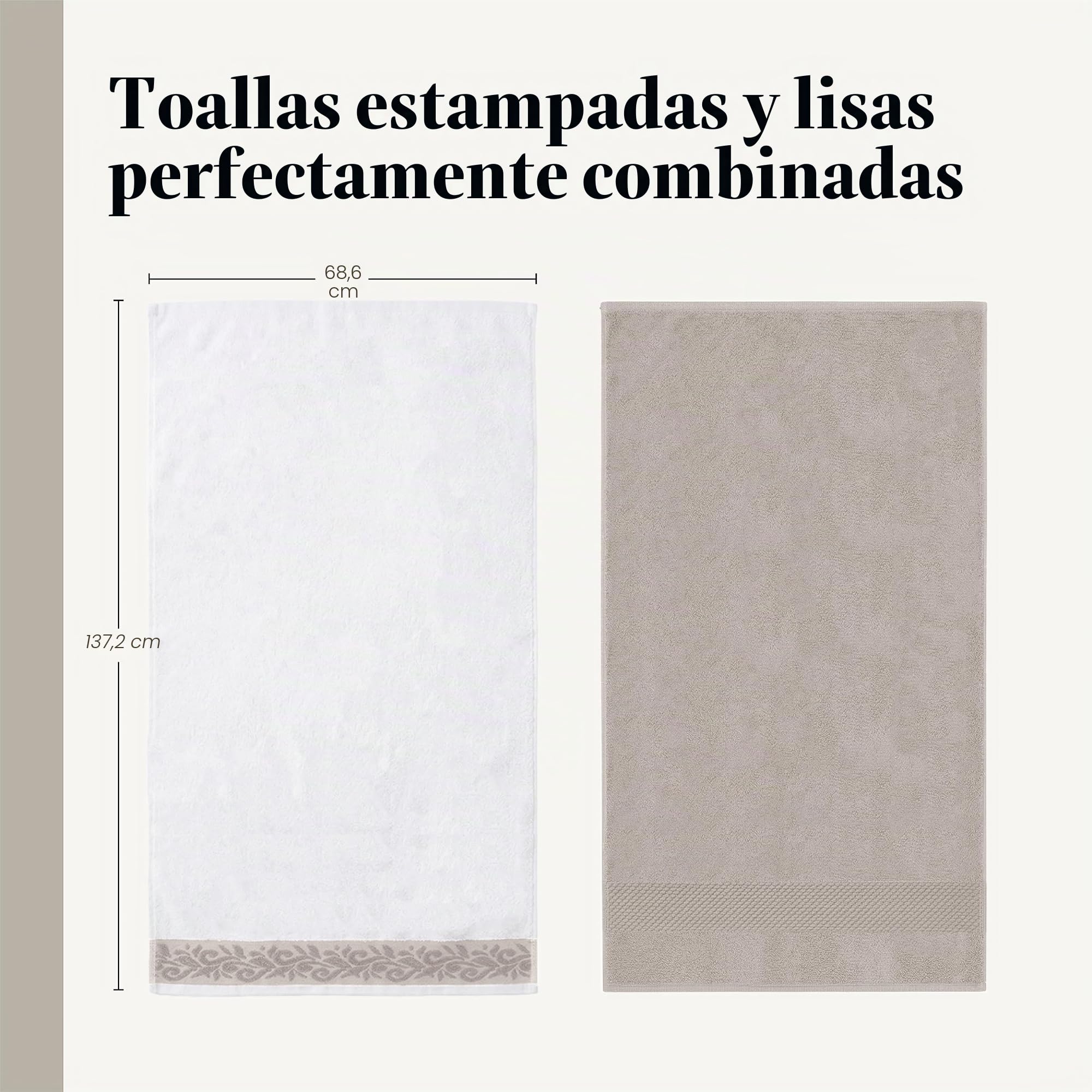 Modern Threads Juego de 6 Toallas de 600 gsm con Borde Jacquard Filgree, Color Gris Pardo