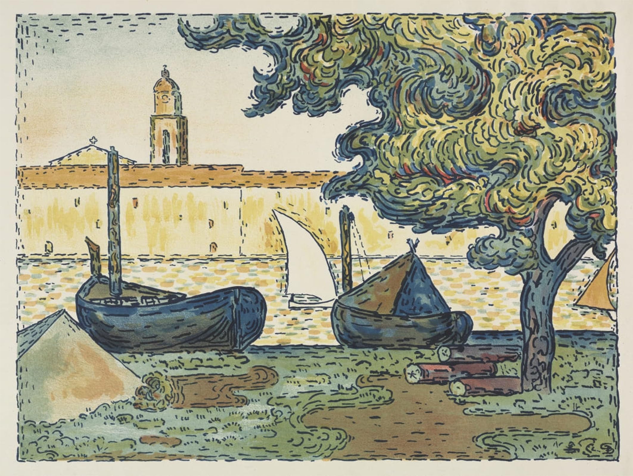 ARTXLXXBN Famous Prints Artwork Pictures Poster Painting Art St. Tropez by L'Estampe Originale Artwork Landscape Pictures for Home Decor 60x90cm