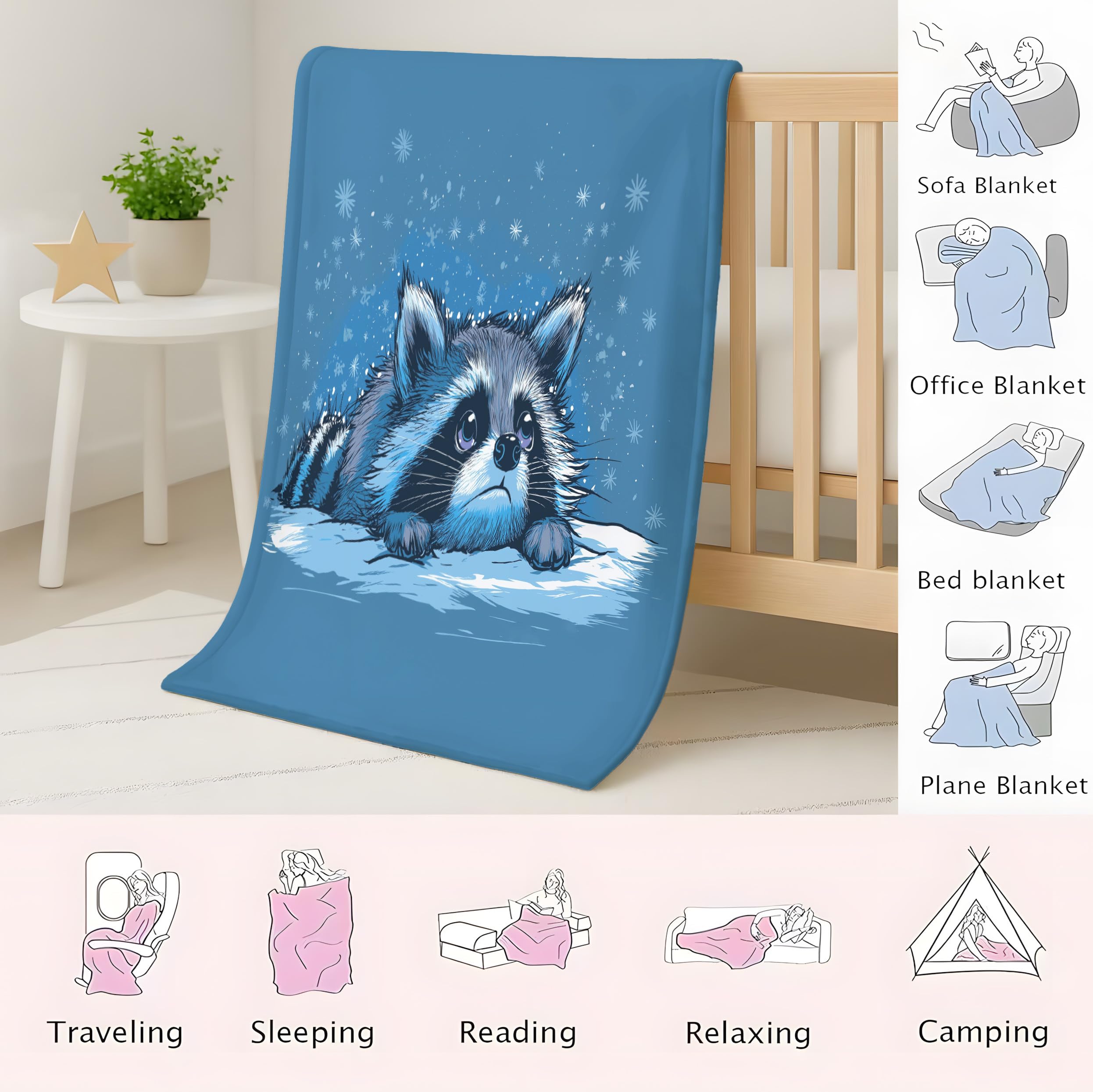 Genérico Cartoon Print Blanket, 220 x 270 cm, Blue Lake Blankets Microfiber Easy Care Soft for Sofa and Bed, Warm Lightweight Cozy Warm Decorative Blanket Winter Room