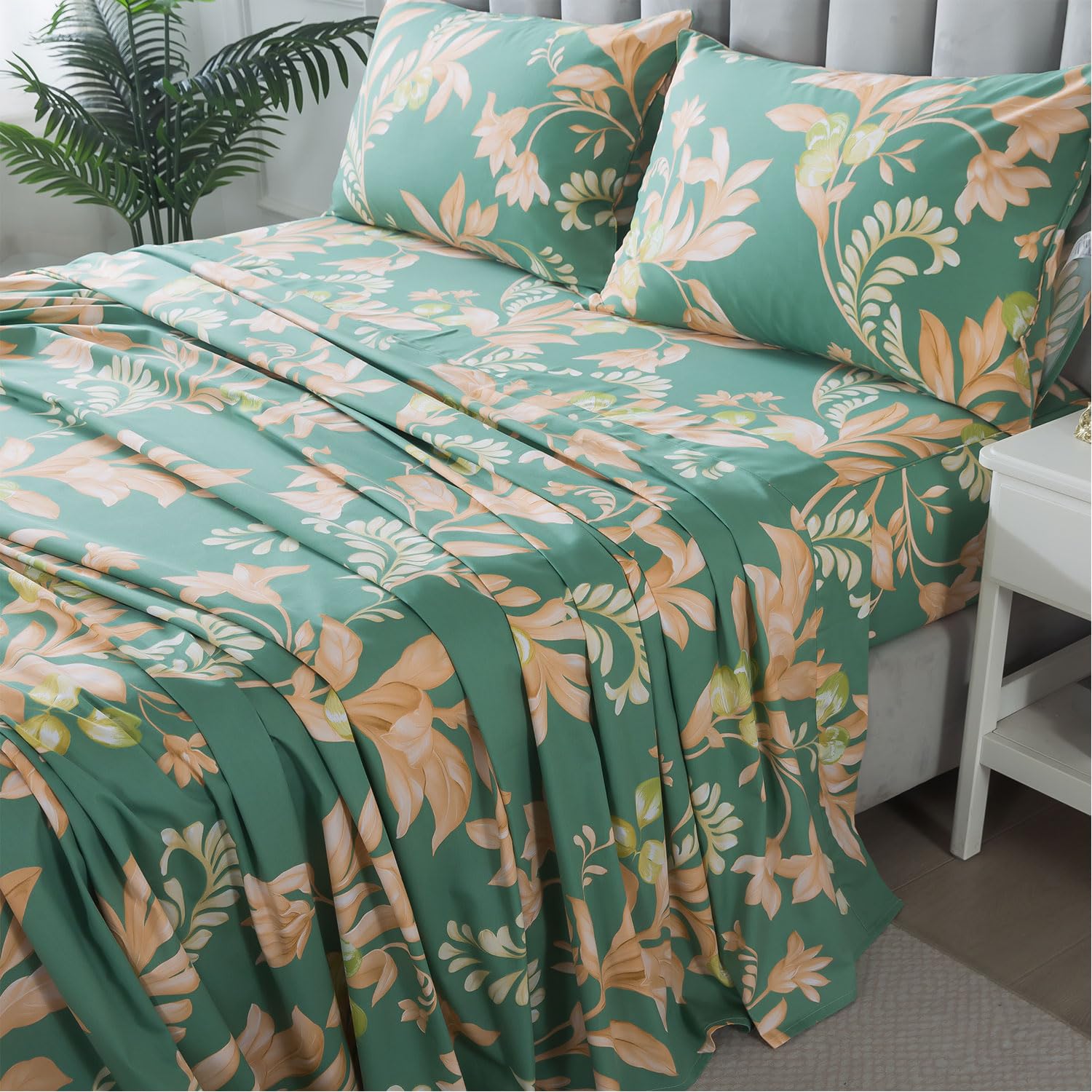 Amazon.com: FADFAY Queen Floral Sheets Set Shabby Vintage Bed Sheet ...