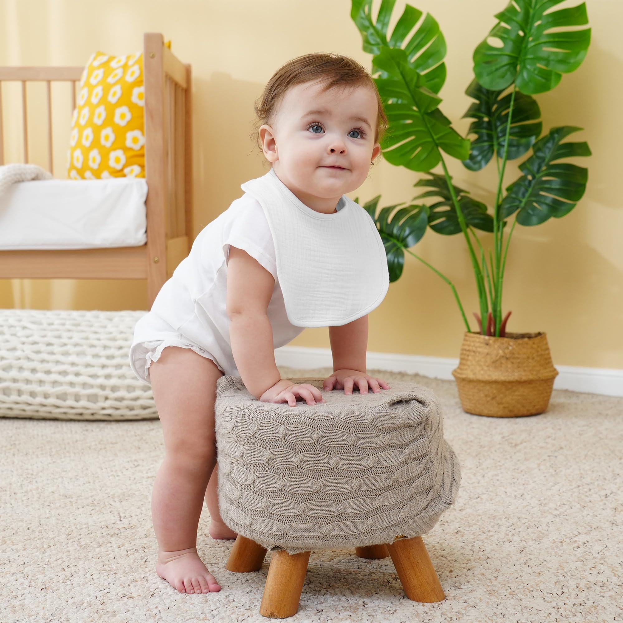 Baberos Bebe de Muselina Para Bebé, Pañuelo Cuadrado Para el Cuello Del Bebé, Baberos Ajustables Para Niños y Niñas - 6 Paquetes