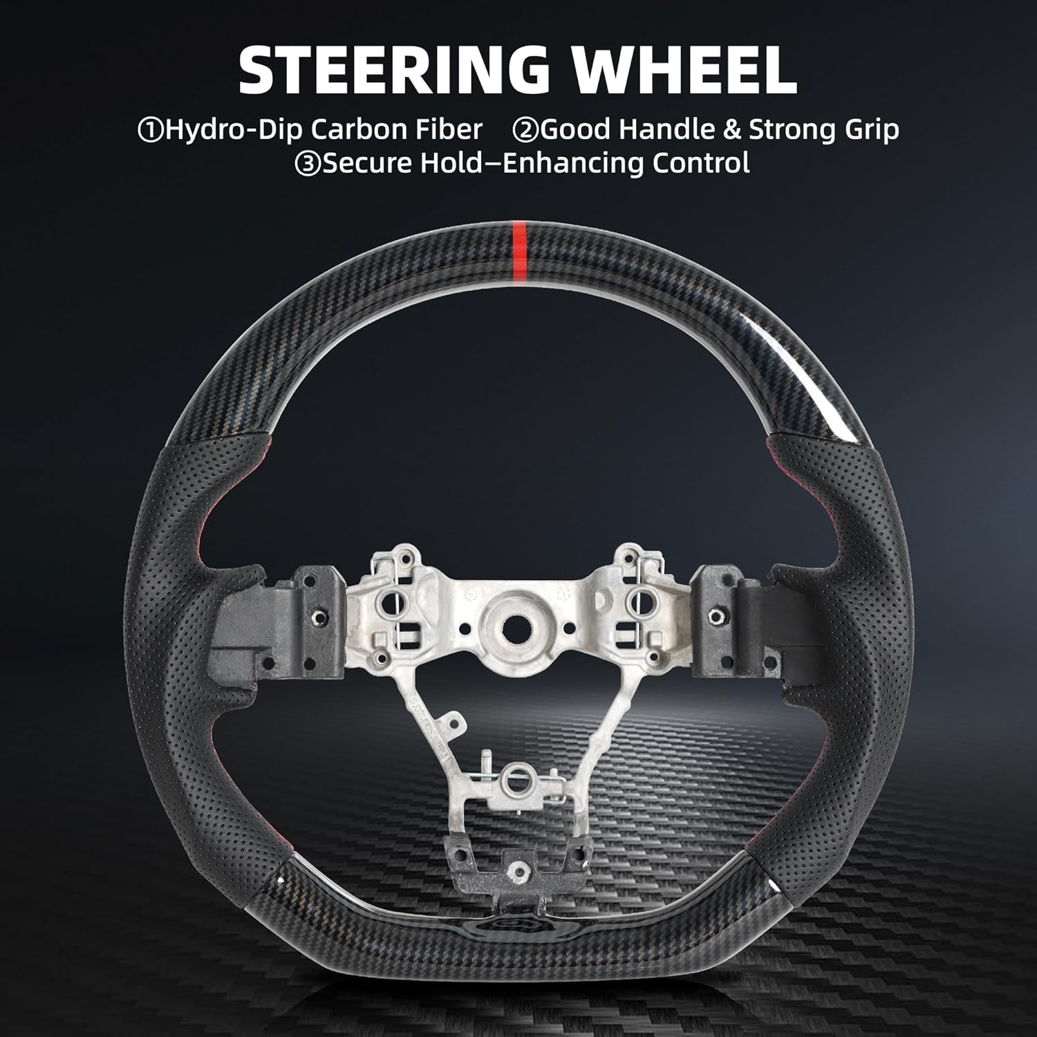 Steering Wheel for Subaru WRX/WRX STI 2015-2021 Hydro-Dip Carbon Fiber VA Chassis D-Shaped Flat Bottom Nappa Perforated Anti-Slip Perforated Leather