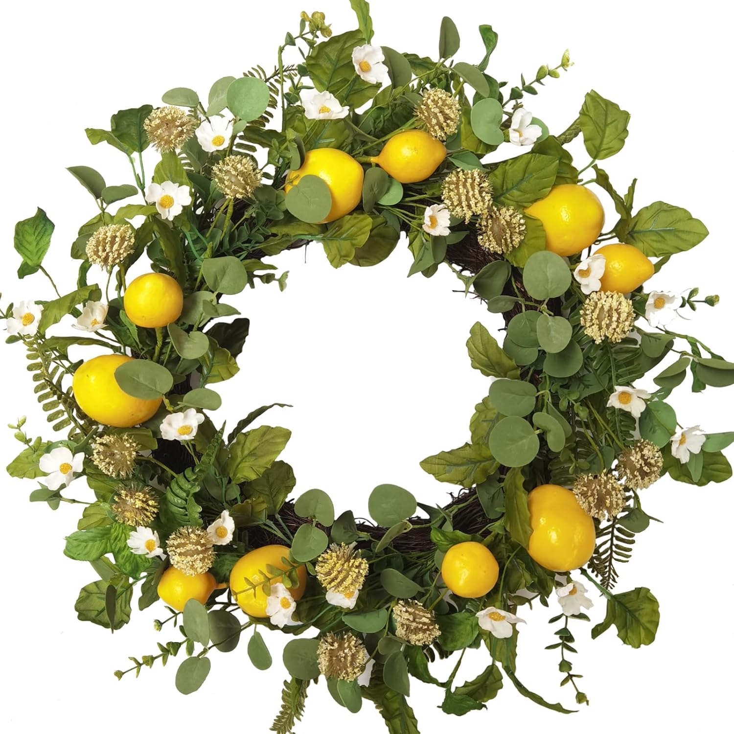 Idyllic 6 Ft Artificial Lemon Leaf Vine Garland - Faux Spring Wall Hanging Decor for Mantle, Window, Wedding, Home & Garden - Long Yellow Green Vine