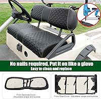 Vista 3 de Roykaw Juego de fundas de asiento de carrito de golf para Club Car DS OEM, material de vinilo de grado marino/más resistente y cómodo, transpirable