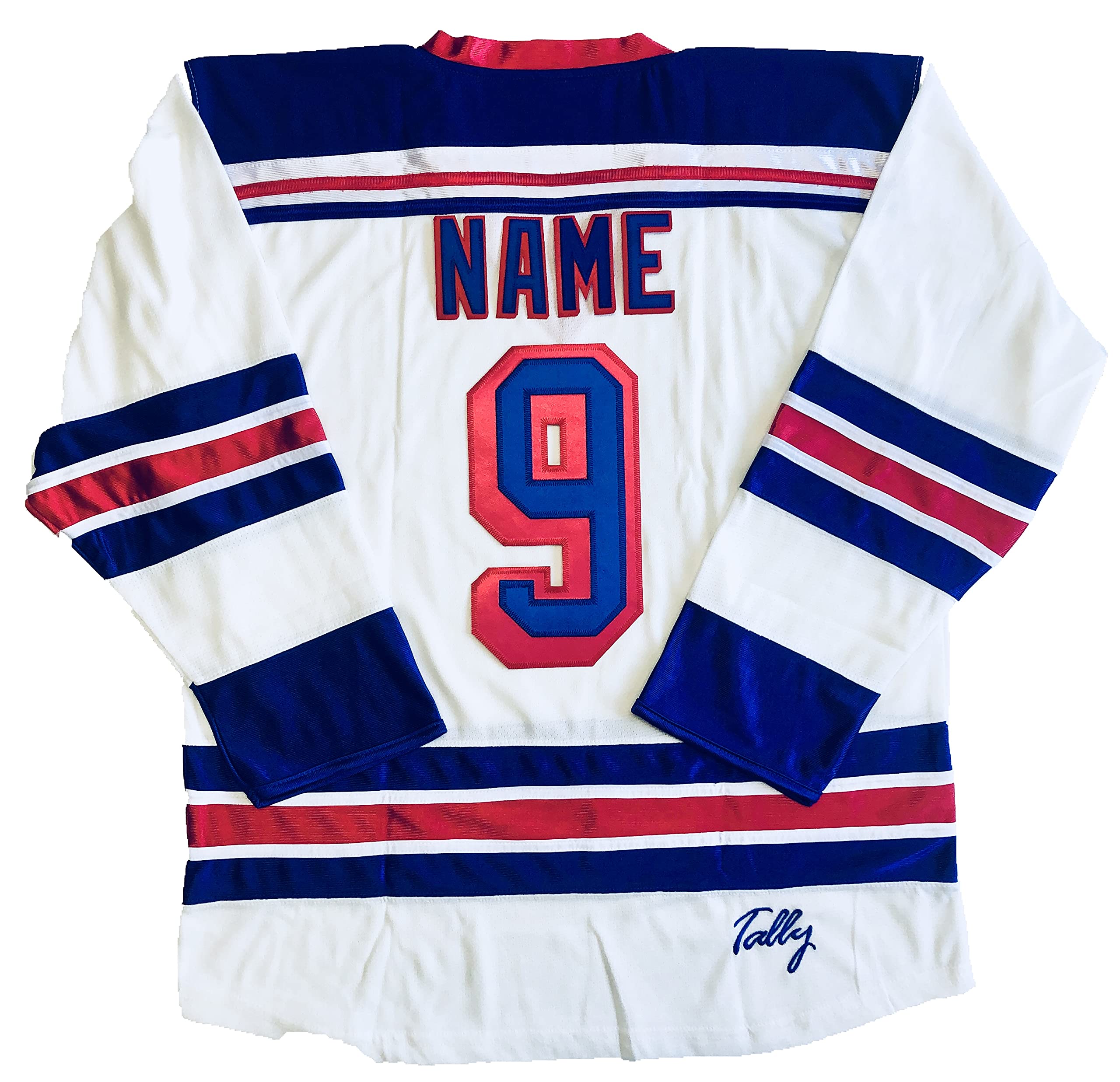 Tally Peace Sign Hockey Jerseys - We Customize with Your Name and Number (White, Adult Medium)