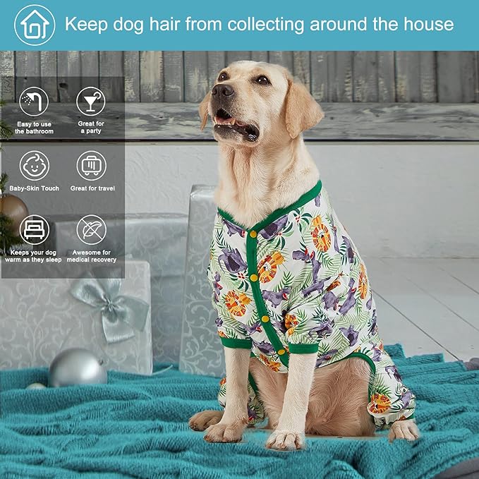 Pijama para Perro Grande LovinPet, Algodón, Talle L, Verde Hipopótamo miniatura 6