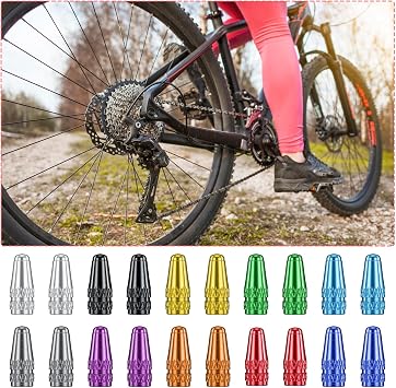40 Pack Presta Valve Caps 10 Colors Fluorescent Aluminum Bike Tubeless Tire Caps Air Dust Stem Covers Used on Presta French Valves, Dust Caps for Bike Tyres Mtb Mountain Road Bicycle Valve Cover