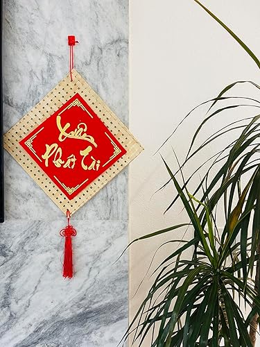 Vista 5 de 2 calcomanías de Año Nuevo vietnamita para puerta/ventana, adornos colgantes rojos, decoración de Año Nuevo Lunar para el hogar/oficina