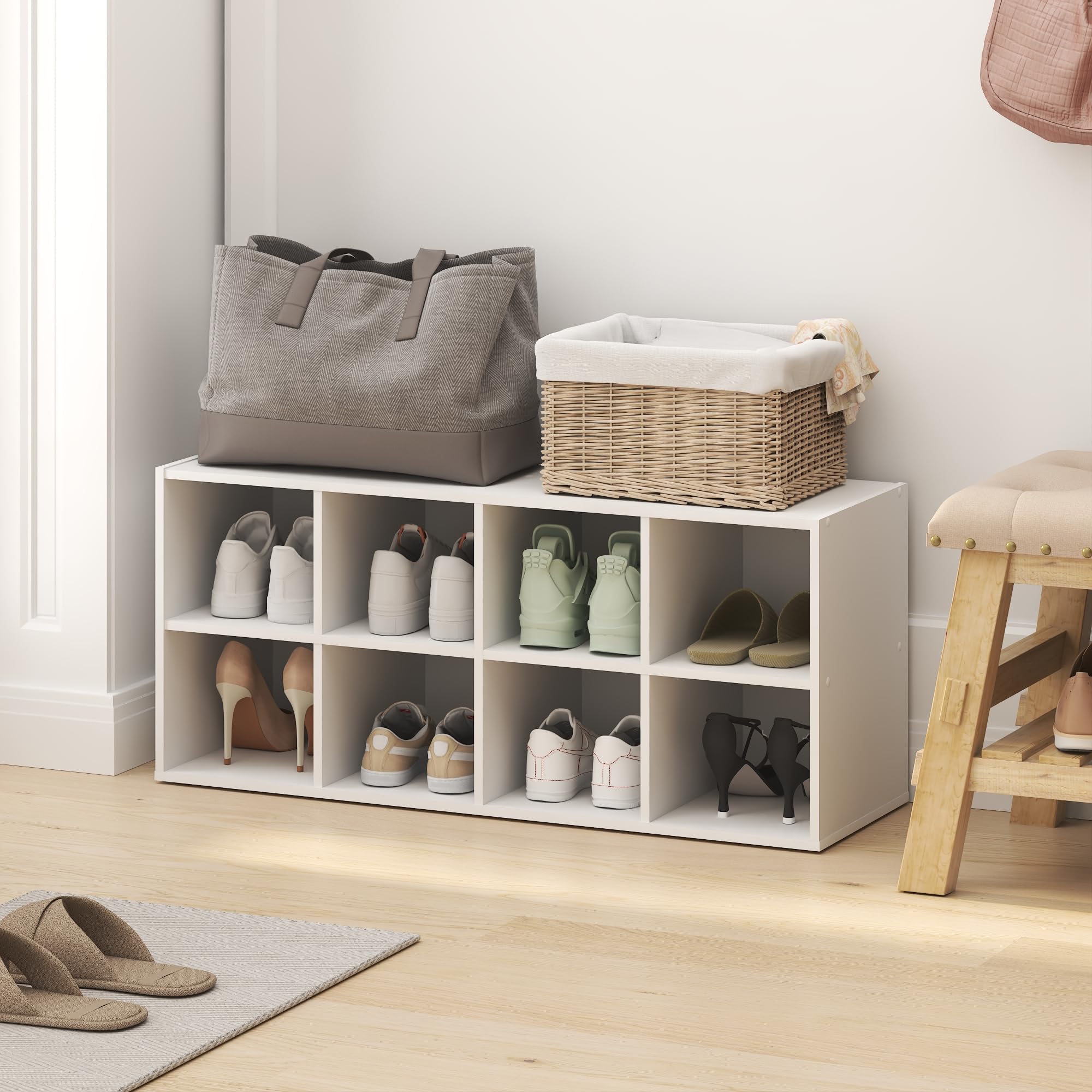 Meuble chaussures gain de place blanc pour petits appartements