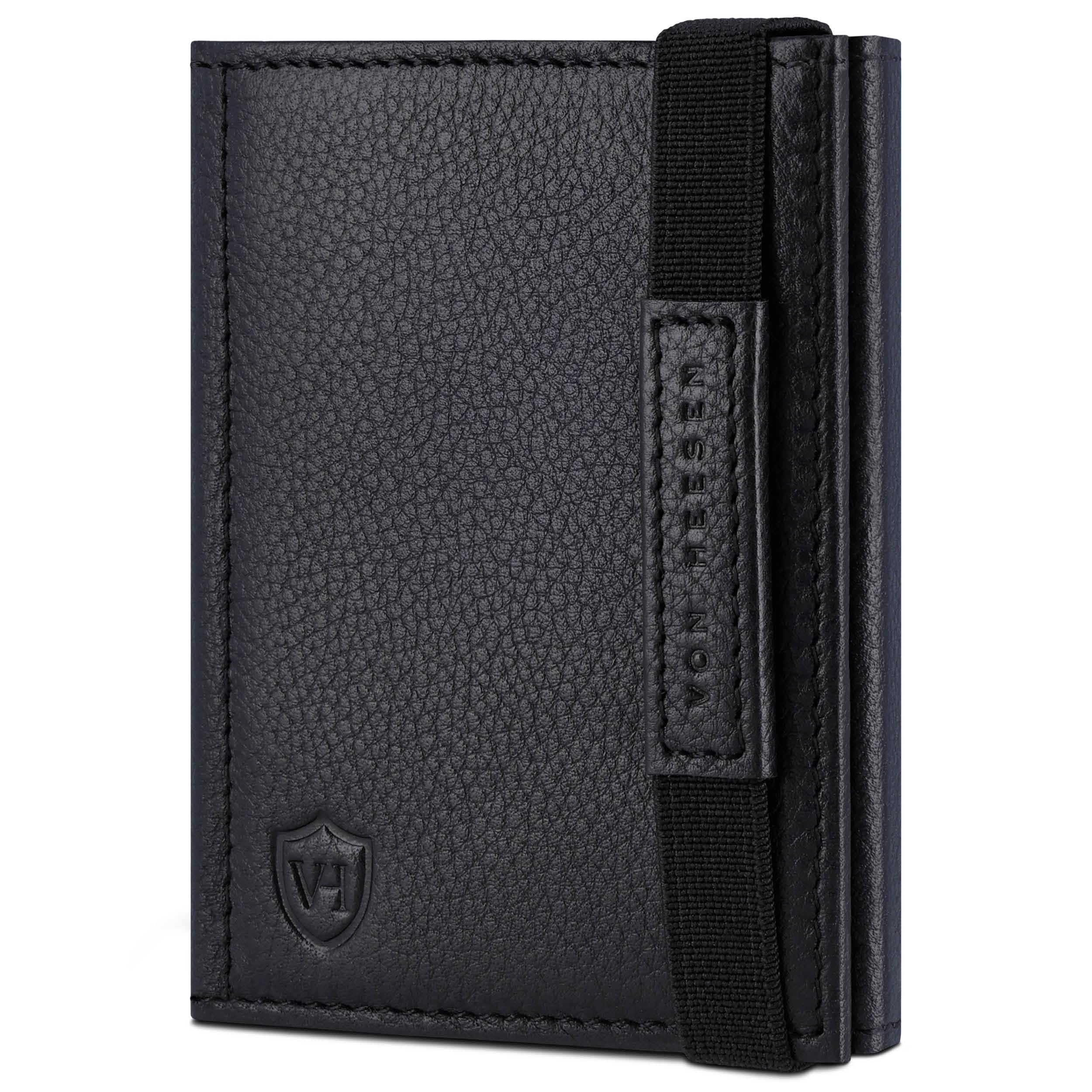 VON HEESEN Slim Wallet mit RFID Schutz - Geldbörse Herren klein - Mini Geldbeutel Damen Portmonee - Kartenetui Echtleder Karten Portemonnaie - Leder Kreditkartenetui