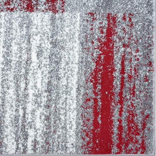 Miniatura 6 de LUXE WEAVERS Lagos Collection 9248 - Alfombra geométrica Art Deco roja de 5 x 7 pulgadas