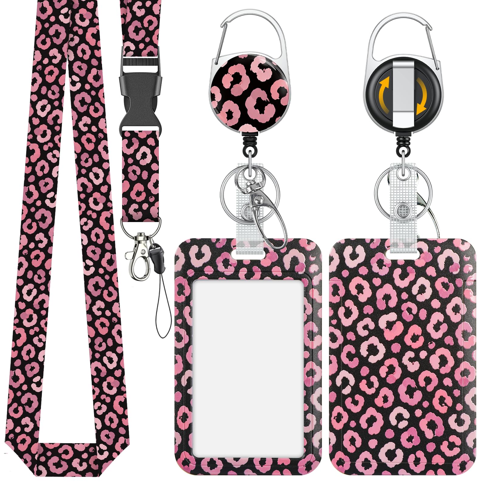 Uniclife Fashionable Sliding Badge Holder Leopard Print Plastic Card Holder