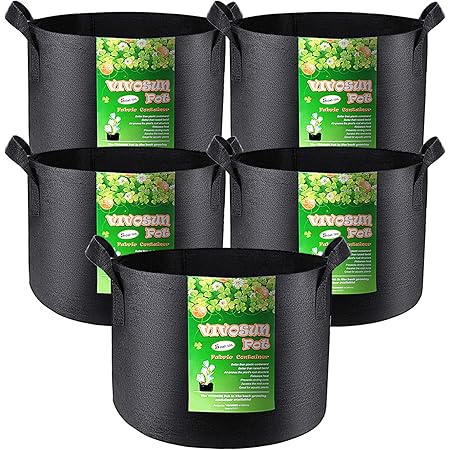 VIVOSUN 5-Pack 5 Gallon Grow Bags Heavy 