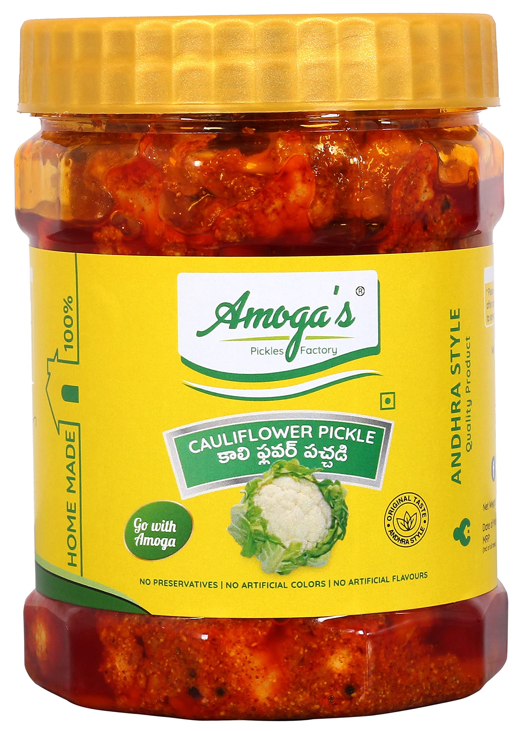 Amogas Pickles Factory Andhra Fresh Cauliflower /Gobi Pickle /Achar /Pachadi,(1000),Pack of 2(500gm Each) (B08FBJ6DYJ) Amazon Price History, Amazon Price Tracker