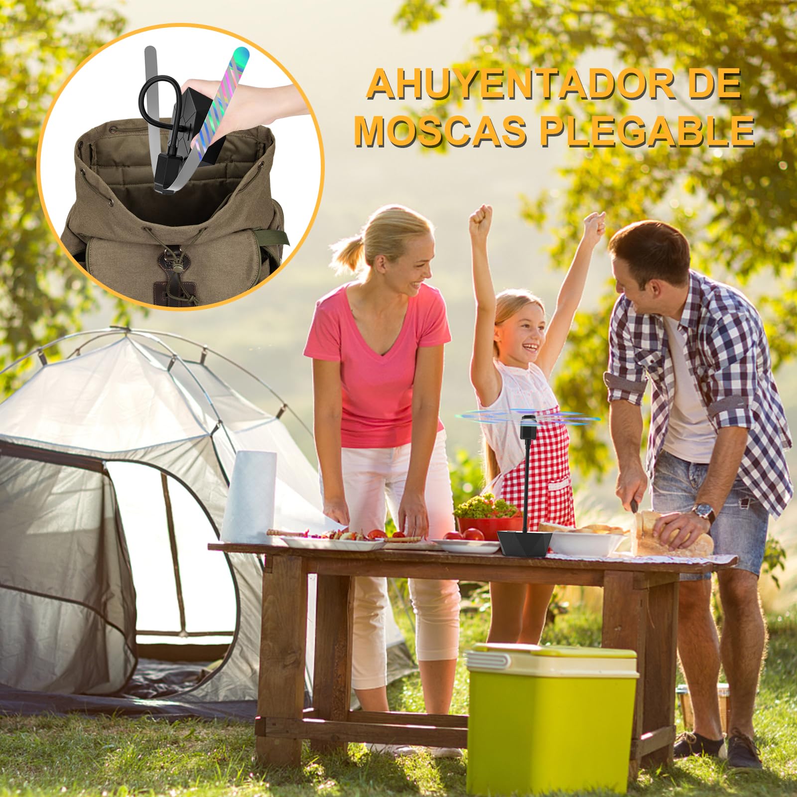 3PCS Ventilador Repelente de Moscas Colgante y Plegable Neijiaer, Ventilador de Moscas Portátil Exterior, Protección contra Voladores, Ventilador de Mesa Antimoscas para Picnics, Patios y Fiestas