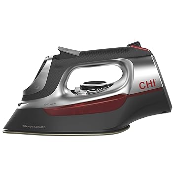 CHI (CHJ1T) Professional Steam Iron with Electronic Temperature Controls, 1700 Watts, Titanium-Infused Ceramic Soleplate and over 400 Steam-Holes, Retractable Cord