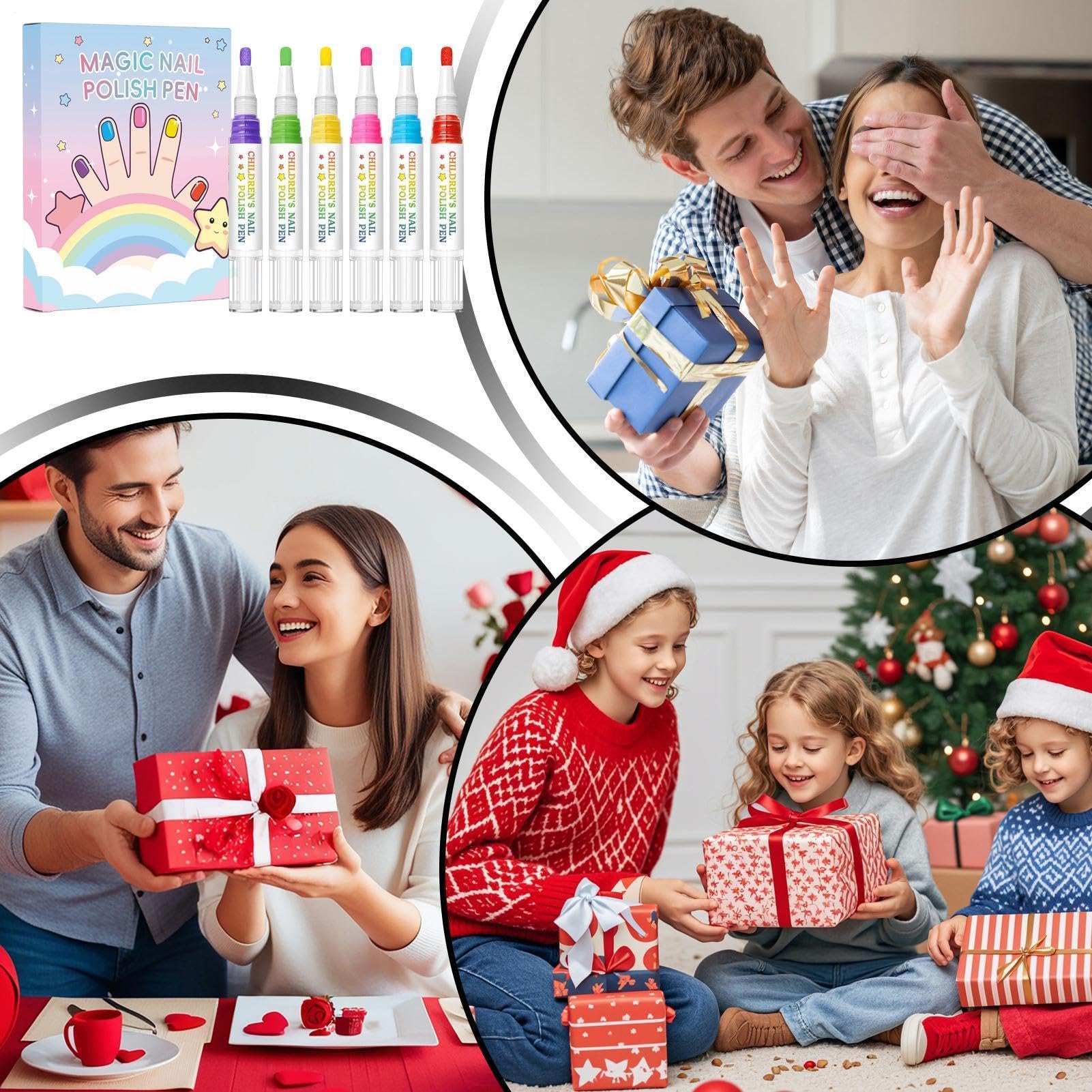 Pennarelli Unghie per Bambini | 6 Colori Pennarelli Disegno Impermeabili Asciugatura Rapida Rimovibili a Strappo - per Unghie Bambini - Per Bambina, Manicure delle Dita, Compleanno, e Natal