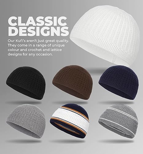 Vista 6 de Tough Headwear Kufi Hat - Sombreros Kufi para hombre musulmán, gorra kufi turca