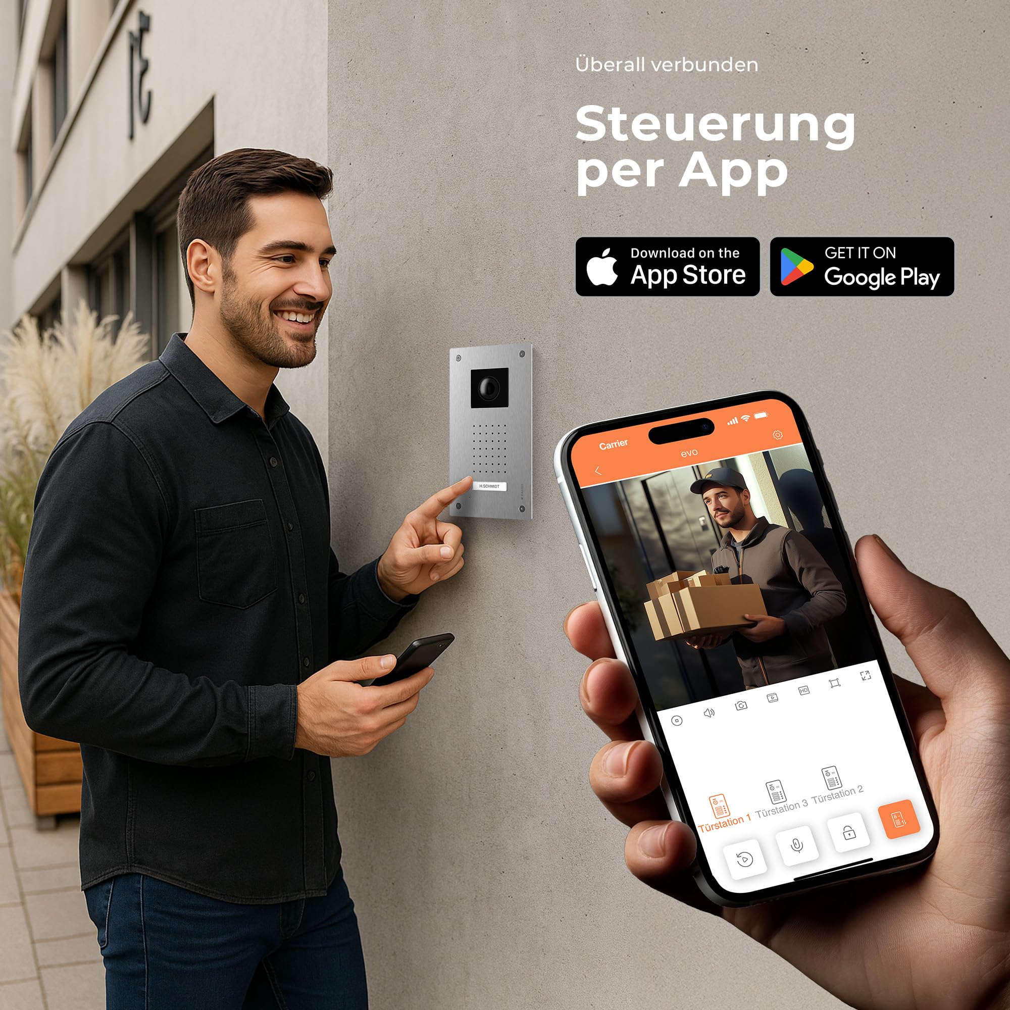 Entri Video Türsprechanlage, Unterputz Türklingel mit Kamera, Smartphone App, 1 Familienhaus, Video Türklingel, 2x7 Zoll HD-Monitor, Full HD Kamera, Gegensprechanlage mit Türöffner und Klingel 2 Draht