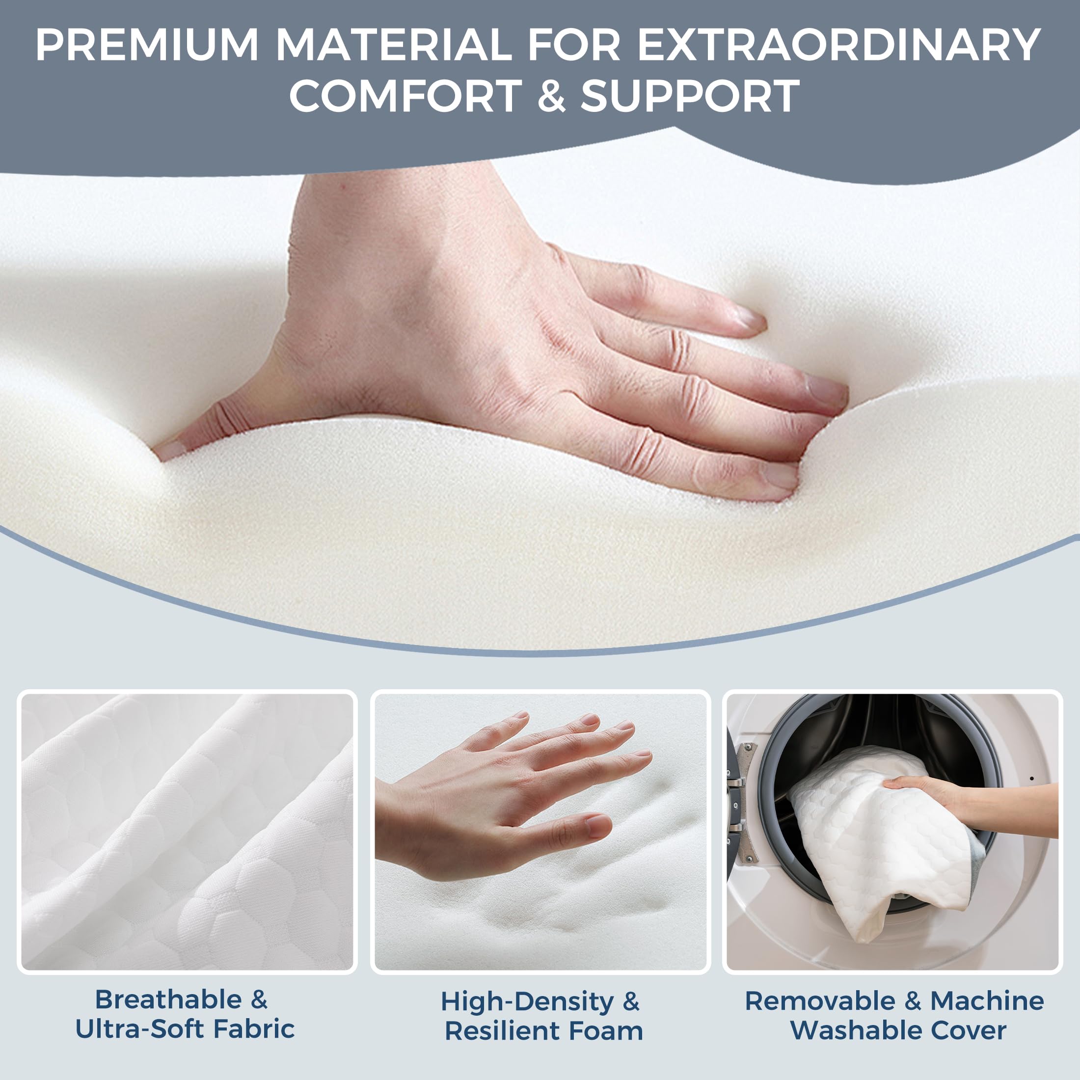 Cojín Cuña Antireflujo, Anti-Ronquidos y Dolor de Espalda – Almohada Triangular Ergonómica de Espuma Viscoelástica con Funda de Jacquard Lavable, Soporte Elevado Postoperatorio y para Dormir