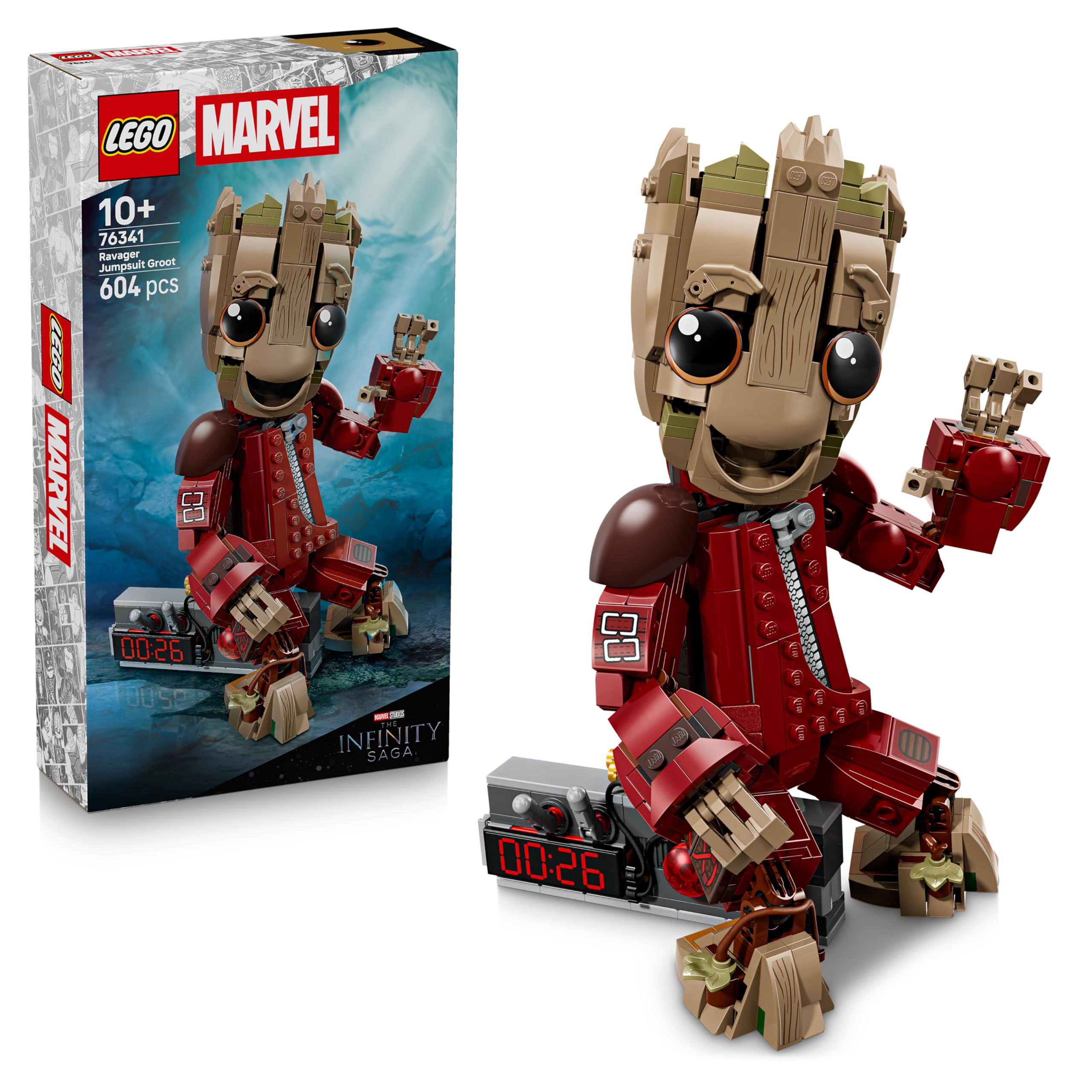 LEGO | Marvel Groot in Tuta da Ravager - Action Figure Giocattolo da Collezione per Supereroi - Decorazione per Camera da Letto o Scrivania - Regalo di Compleanno per Bambini e Fan da 10 Anni - 76341