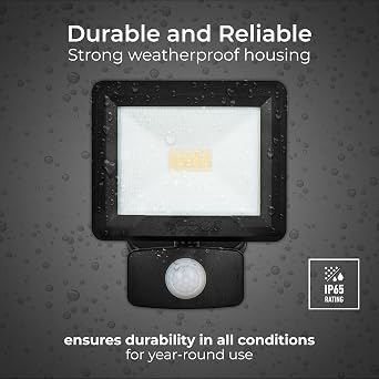 Luceco Outdoor Security LED Floodlight with PIR Motion Sensor for Driveways, Walkways and Gardens, Fit & Tilt Multi-Positioning, Exterior Lighting, Essence, Black, IP65, 10W, 1050lm, 4000K, EFLD10B40P [Energy Class F]
