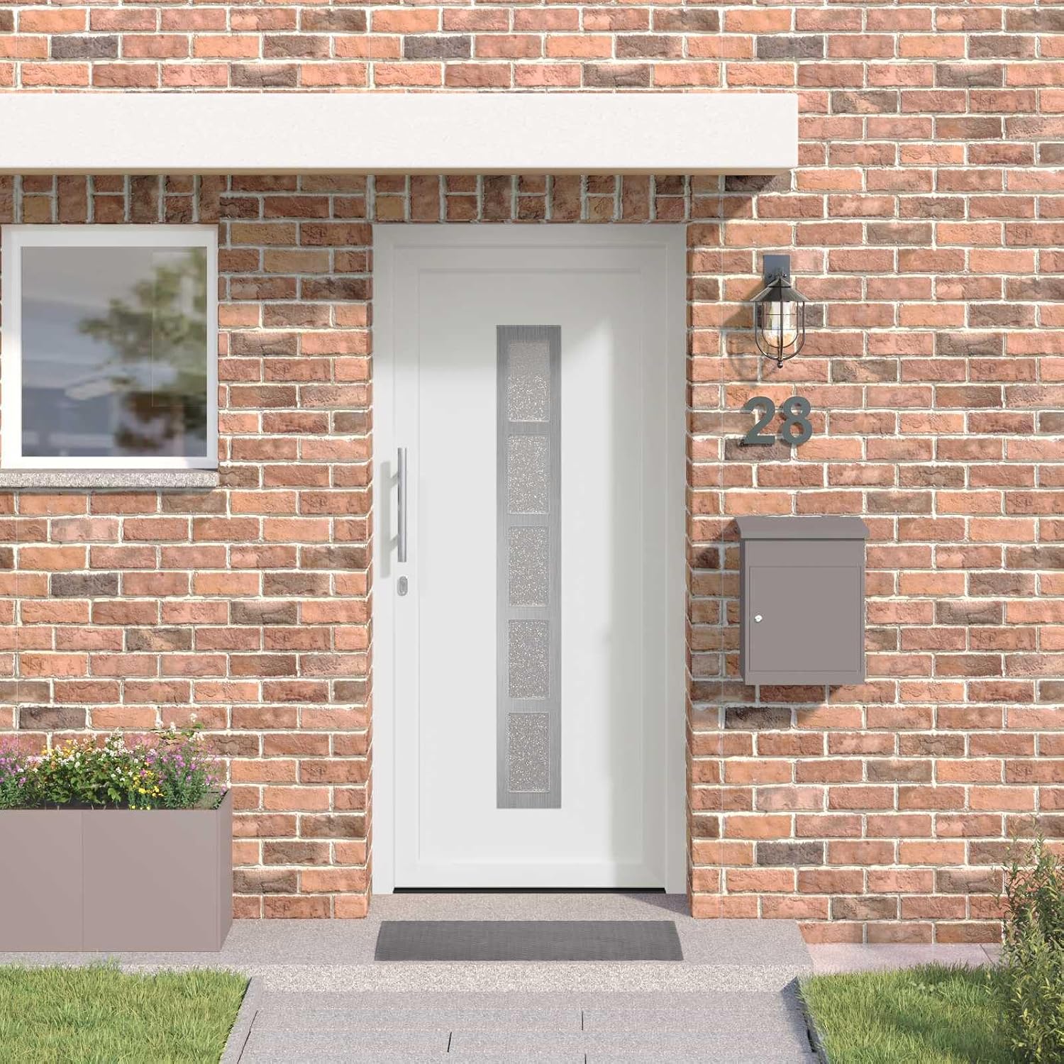 Puerta PVC blanco 98x200 cm con cristal YunCangg