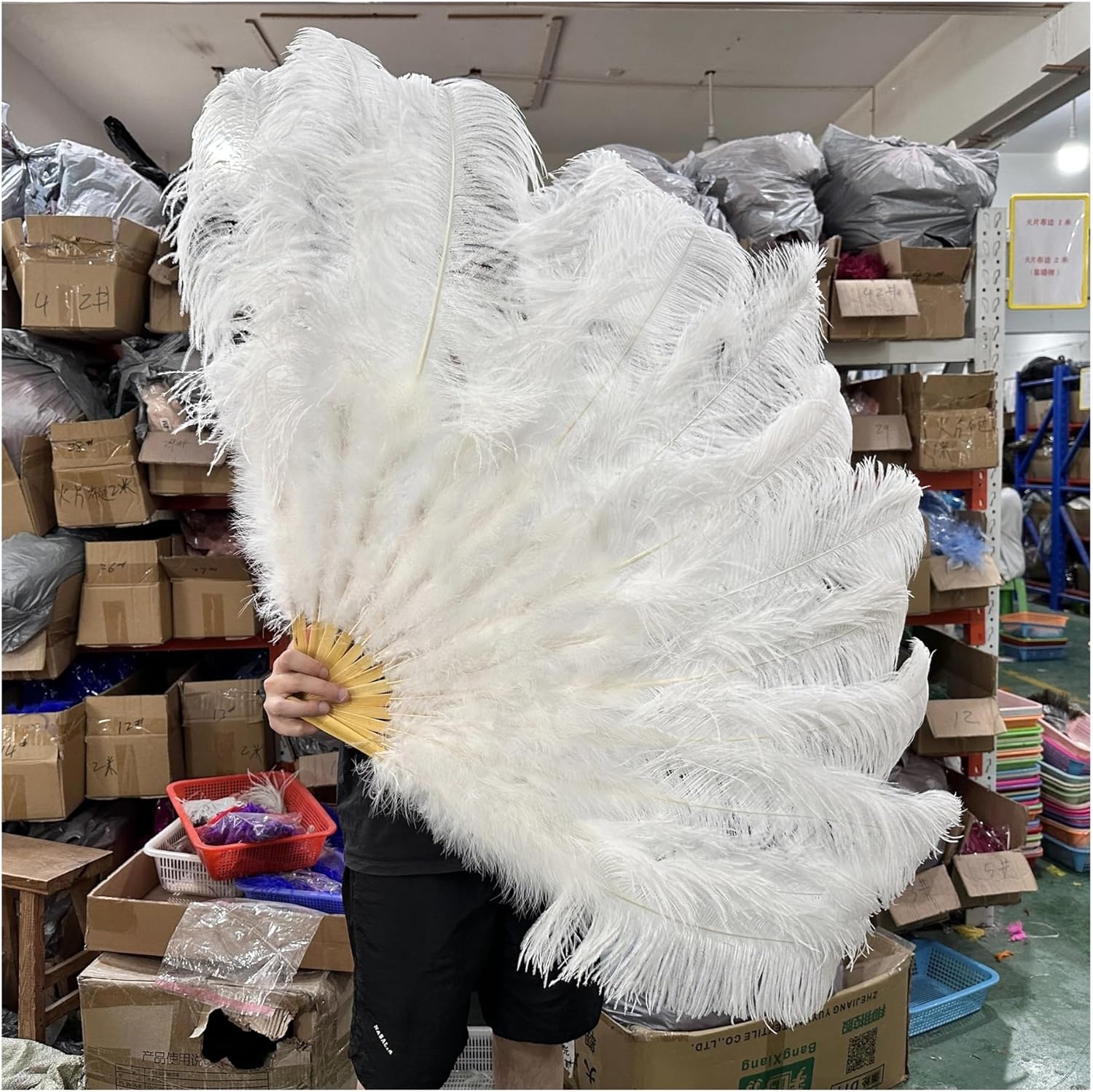 Performance Feathers Fan Big Ostrich Feather for Carnival Party Belly Dance Show Accessories(Dark Green,100cm 1Pair(Two))