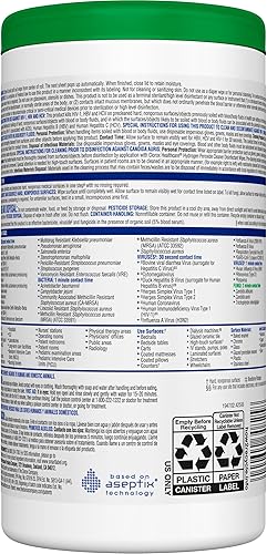 Miniatura 8 de Clorox Healthcare Toallitas desinfectantes limpiadoras de peróxido de hidrógeno, 6.75 x 5.75 pulgadas, 155 unidades, paquete de 6 (el paquete puede