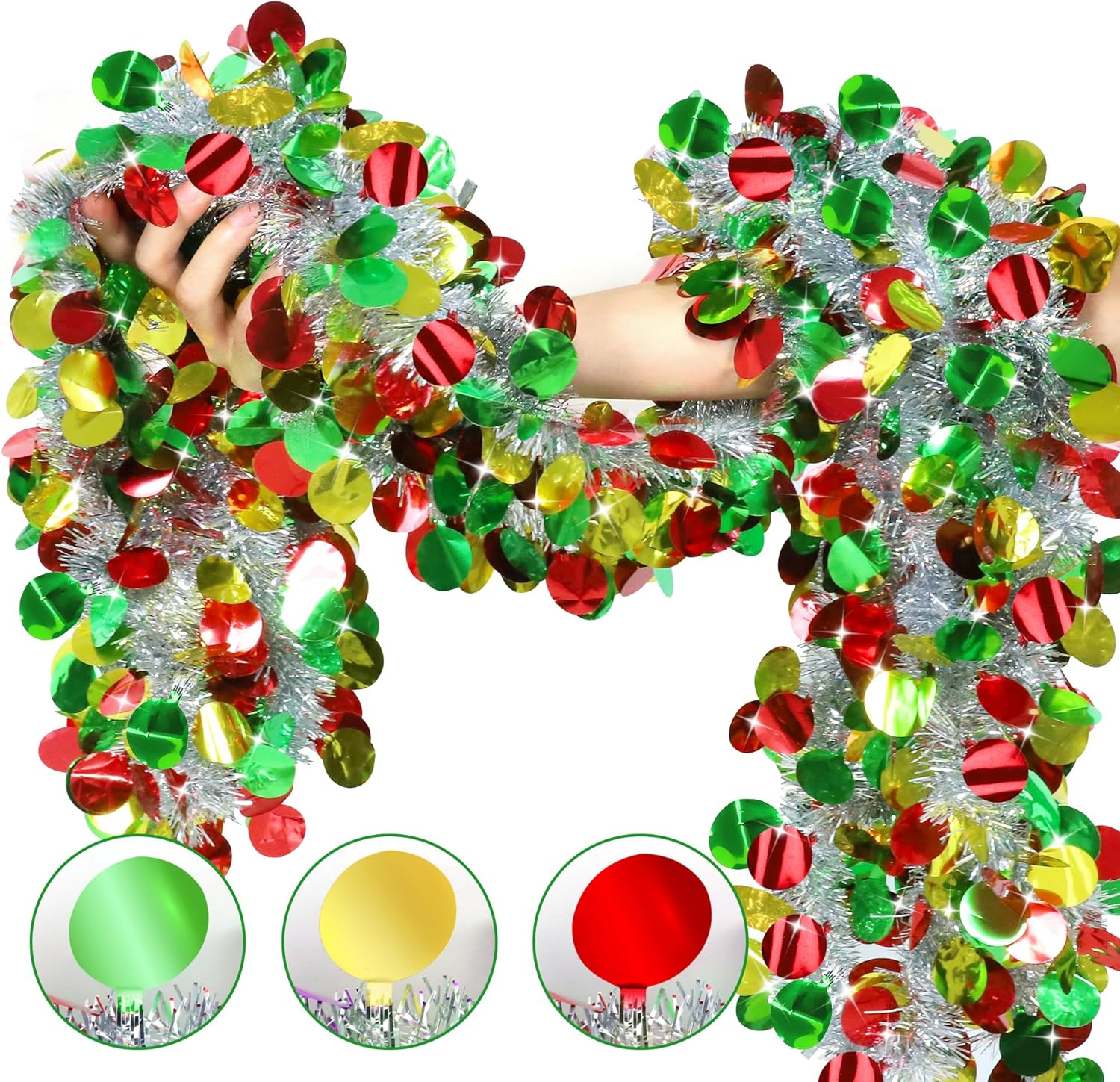 Christmas Decorations, 33 Ft Christmas Tinsel Garland with