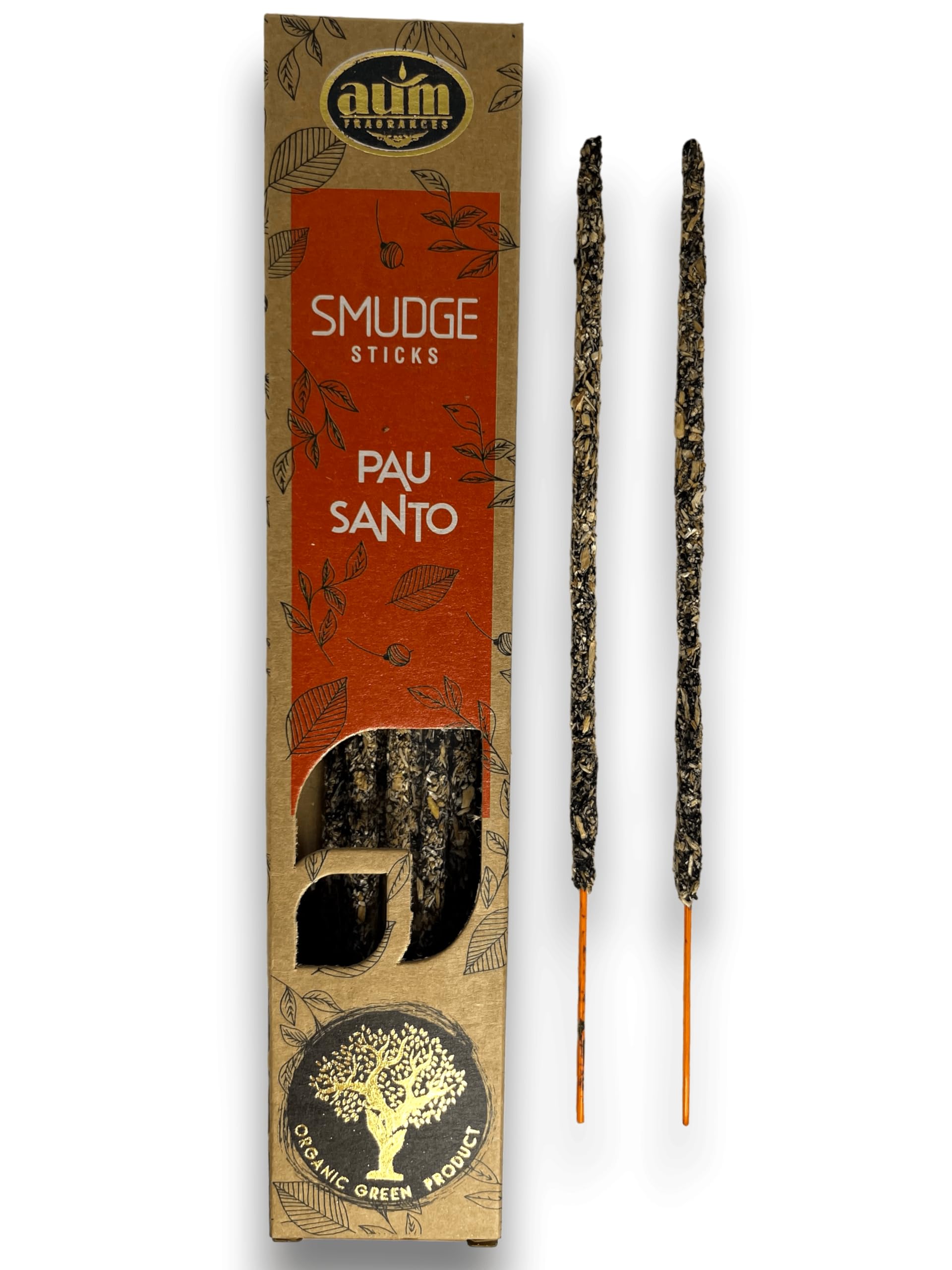 Organic Incense Palo Santo AUM Fragrances Smudge Sticks - 25 gr. - Handmade in India with Natural Products - HOSTENATURA