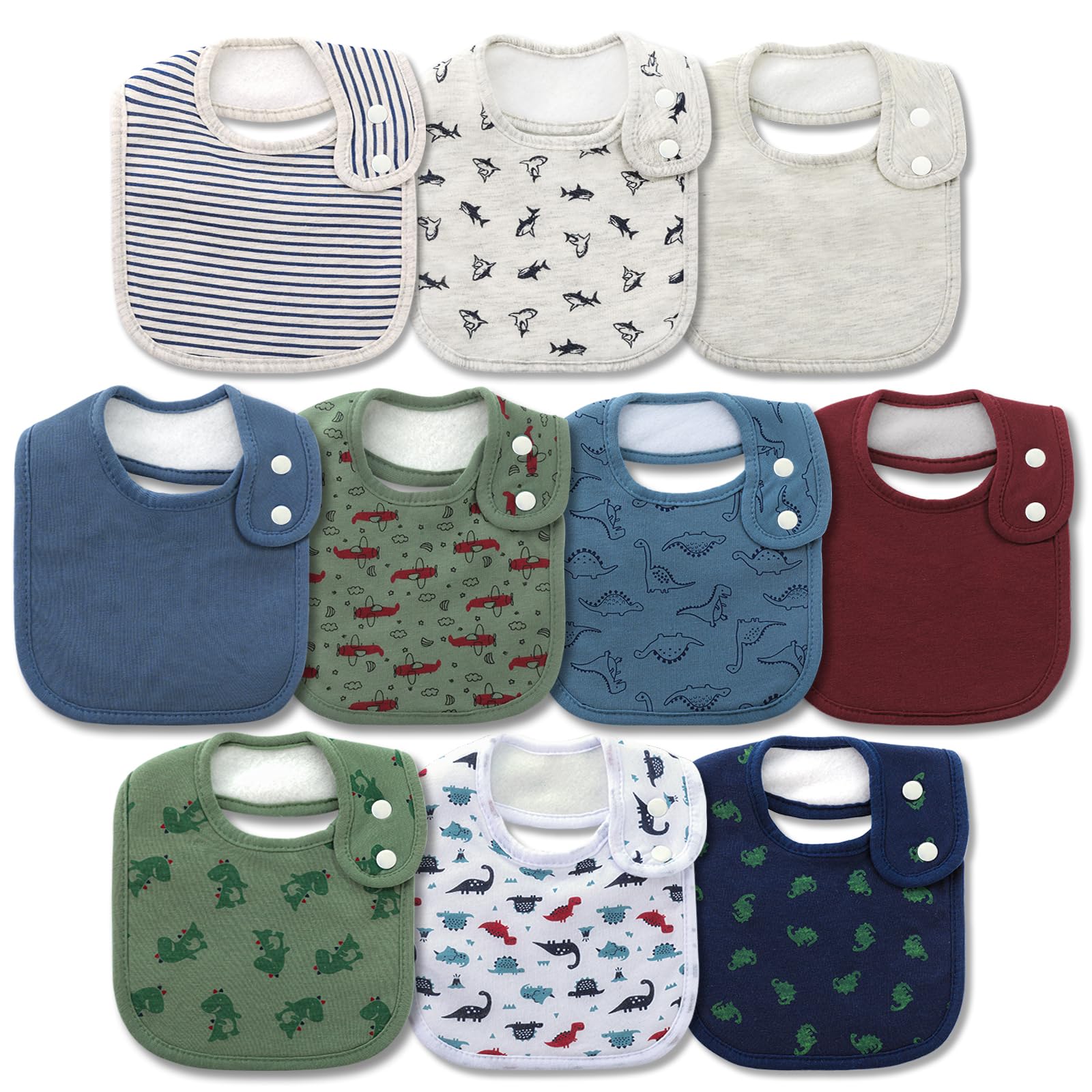 Hakochia Waterproof Baby Bibs Organic Cotton Super Soft and Absorbent With Adjustable Snap for Baby Boys and Girls