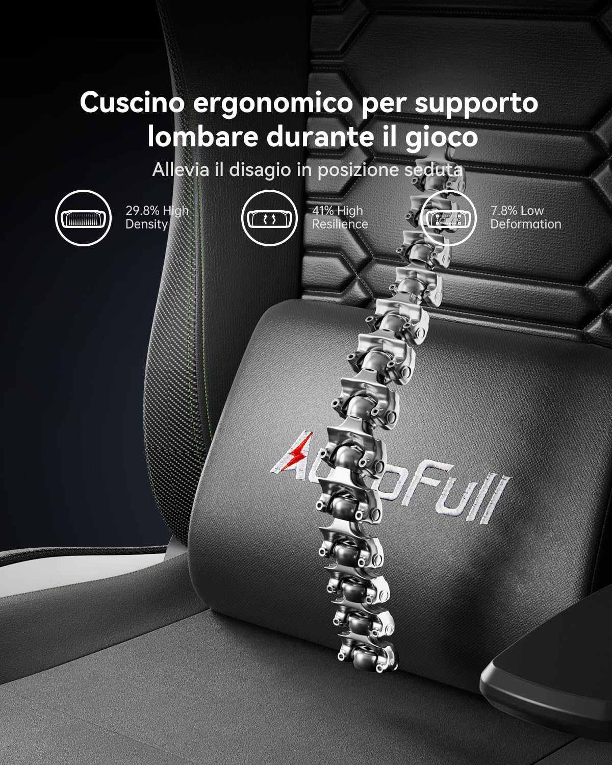AutoFull C3 Sedia da Gaming Ergonomica | Gaming Chair con Braccioli 2D, Poggiapiedi, Poggiatesta & Cuscino Lombare | Portata 150 kg | Tessuto Confortevole (Nero)