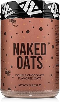 Naked Oats - Double Chocolate Overnight Oats, 20g Grass-Fed Protein, Gluten-Free Oatmeal Instant Breakfast or Shake, High Protein Oatmeal, High Fiber Breakfast Shake, Non GMO, No Soy - 12 Servings