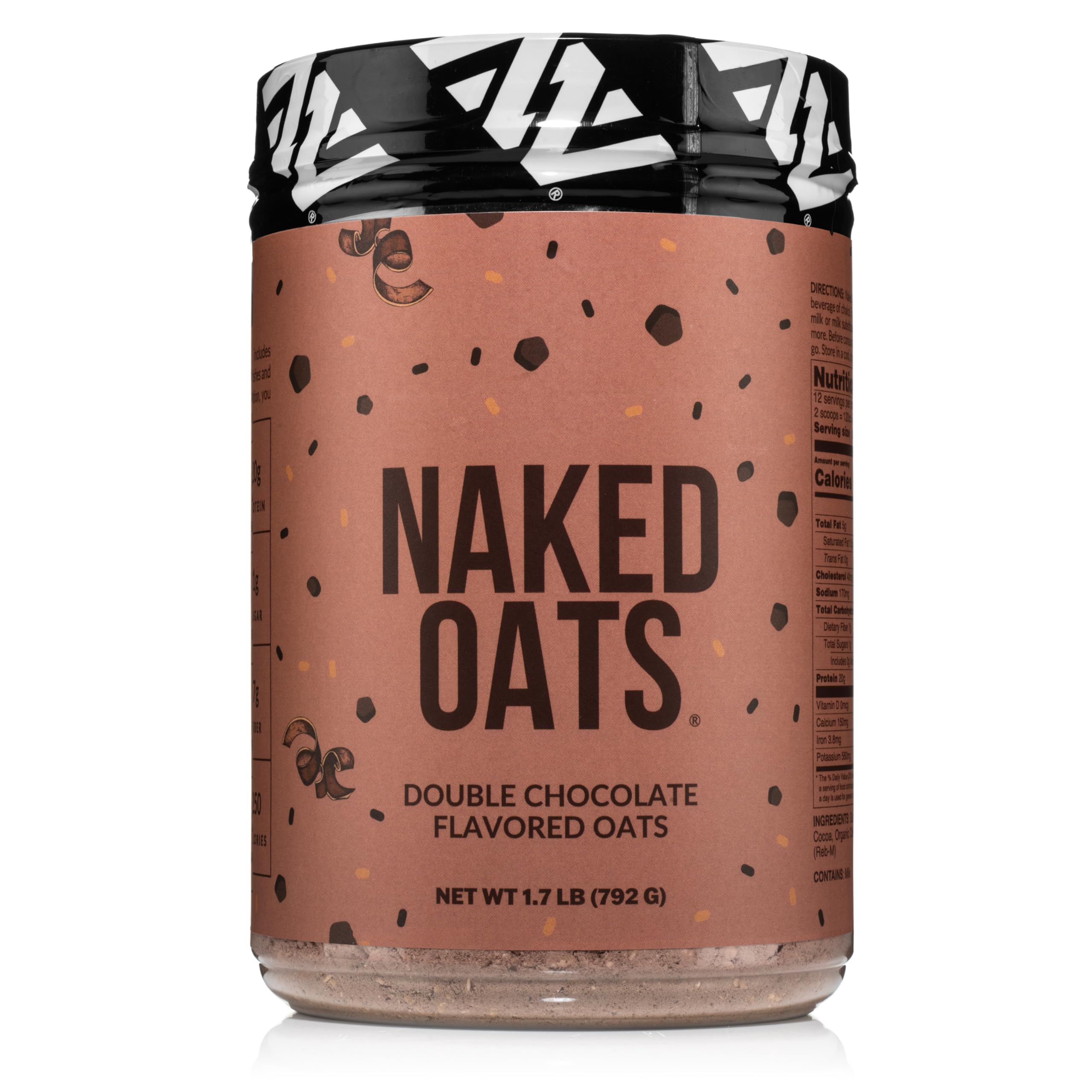 Oats - Double Chocolate Overnight Oats, 20g Grass-Fed Protein, Gluten-Free Oatmeal Instant Breakfast or Shake, High Protein Oatmeal, High Fiber Breakfast Shake, Non GMO, No Soy - 12 Servings