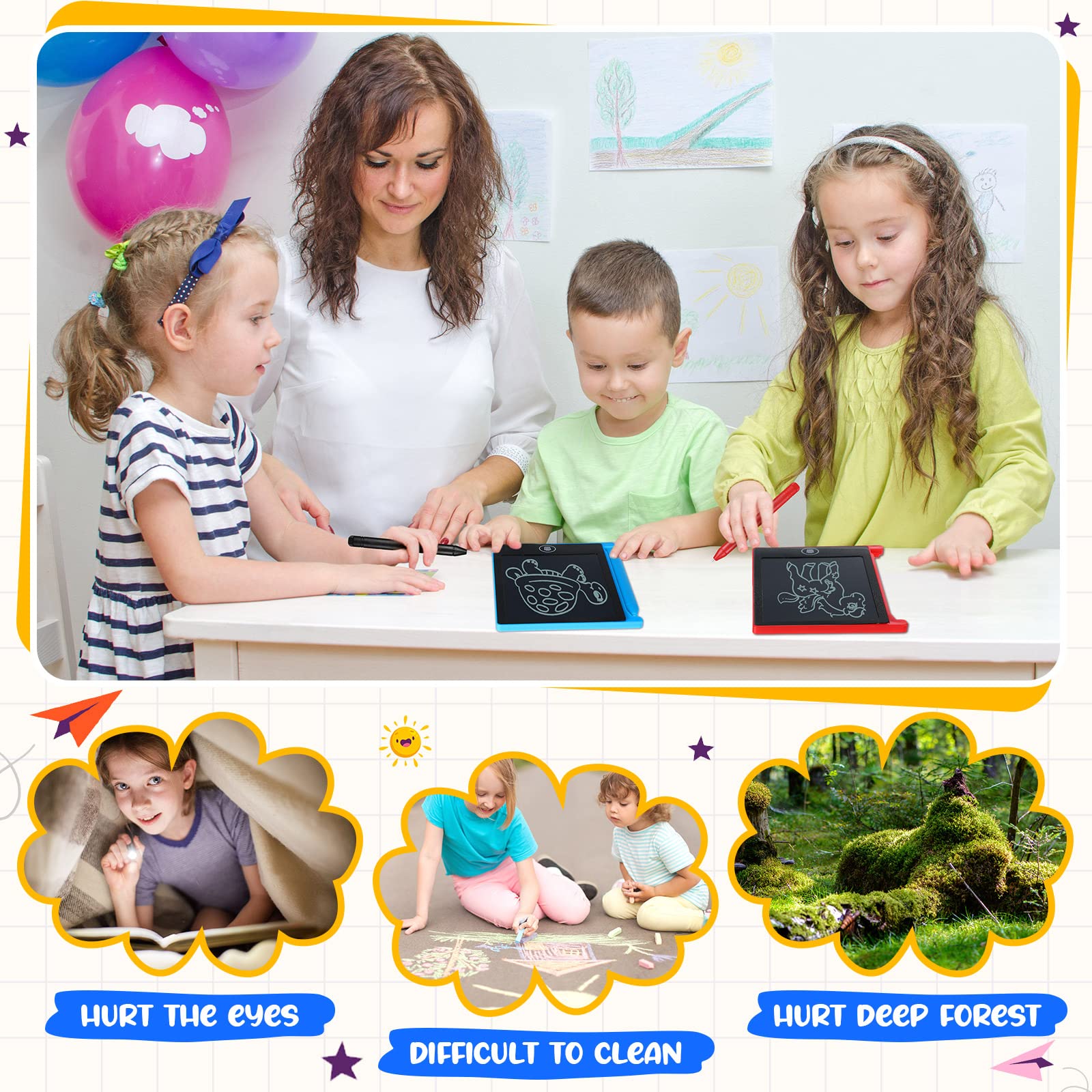 16 tabletas de escritura LCD de 4.5 pulgadas para niños, tablero electrónico de garabatos, tableta de dibujo colorida, almohadilla de escritura borrable a granel, regalo de aprendizaje 5