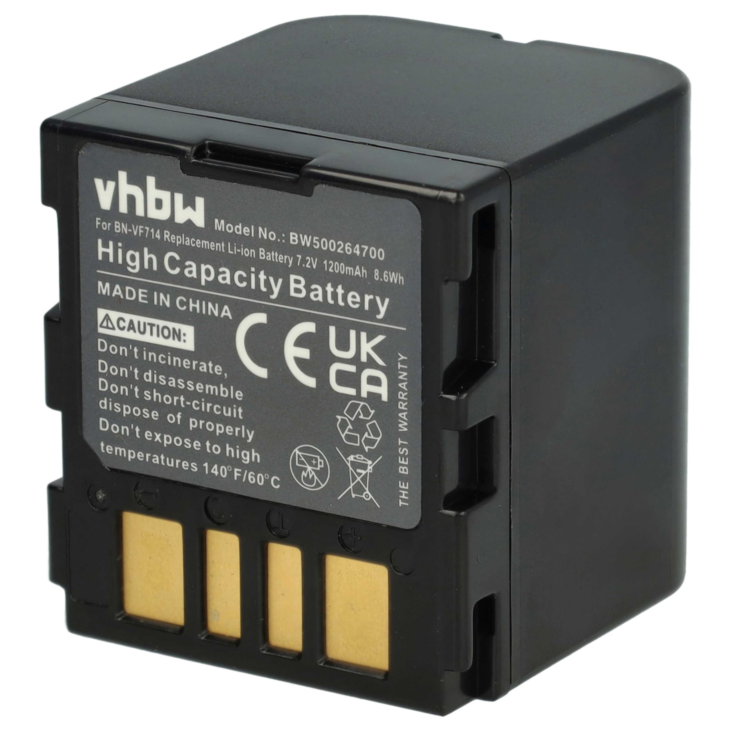 vhbw 2x batteria sostituisce JVC BN-VF714, BN-VF707, BN-VF707U, BN-VF733, BN-VF714U per videocamera camcorder (1200mAh, 7,2V, Li-Ion)