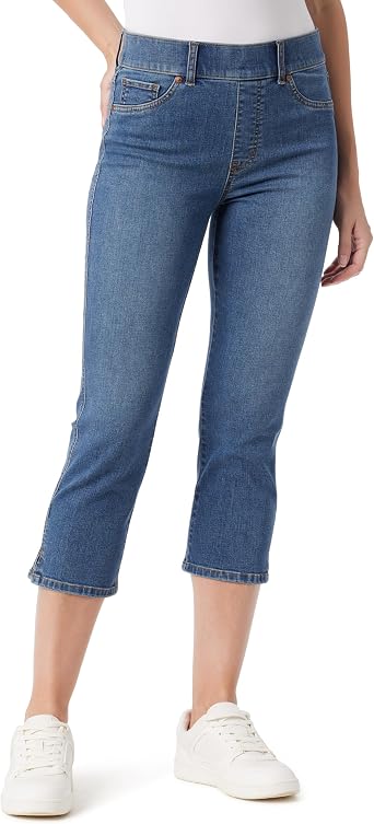 Gloria Vanderbilt Womens Shape Effect Pull on High Rise Straight Leg Capri Standard