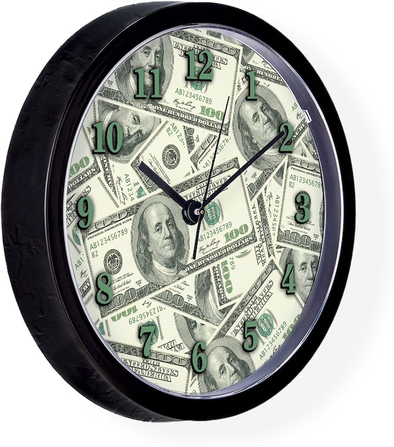CafePress 100 Dollar Bill Money Pattern 10" Wall Clock for Livingroom, Kitchen, or Office