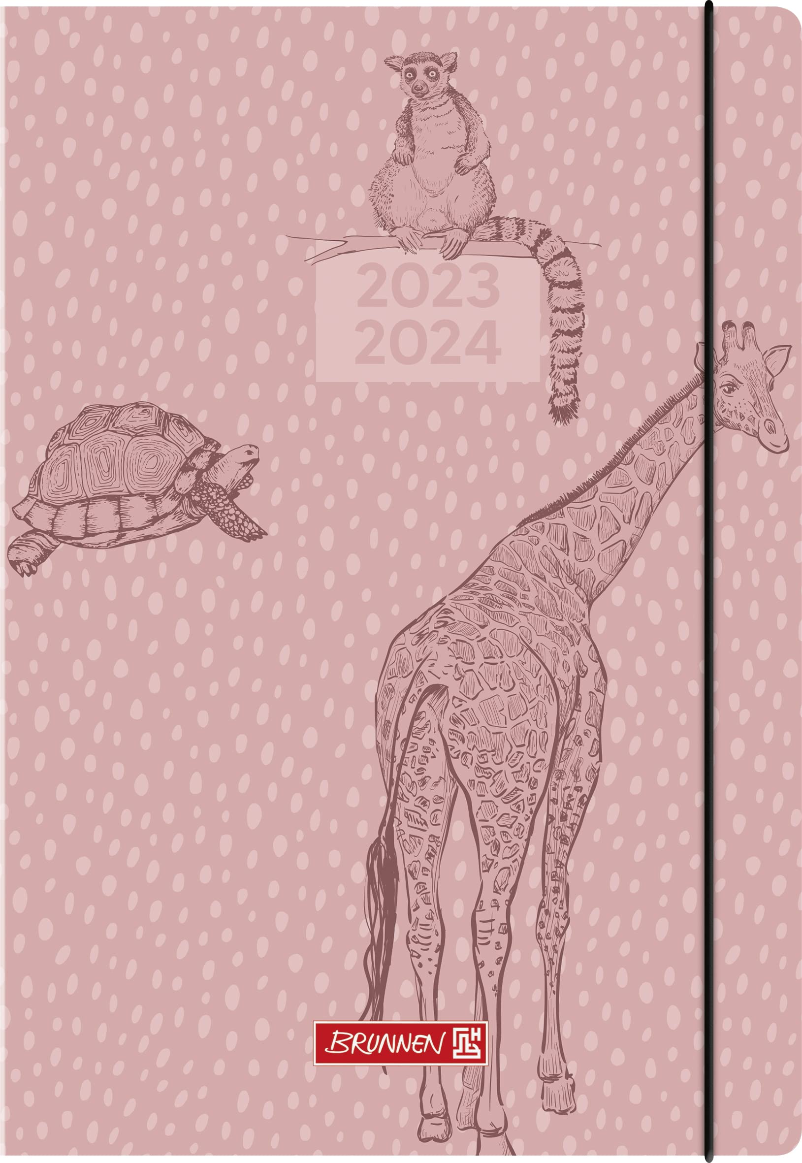 BRUNNEN Schülerkalender „Wild Animals“ 2023/2024 2 Seiten = 1 Woche A5 rosa