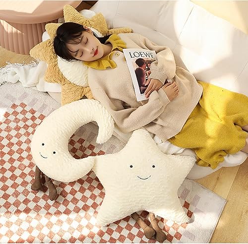 Miniatura 7 de Moon Star Sun Pillow Cojín de sofá  Almohada decorativa de apoyo lumbar  Almohada decorativa de felpa suave (15 pulgadas, estrella)