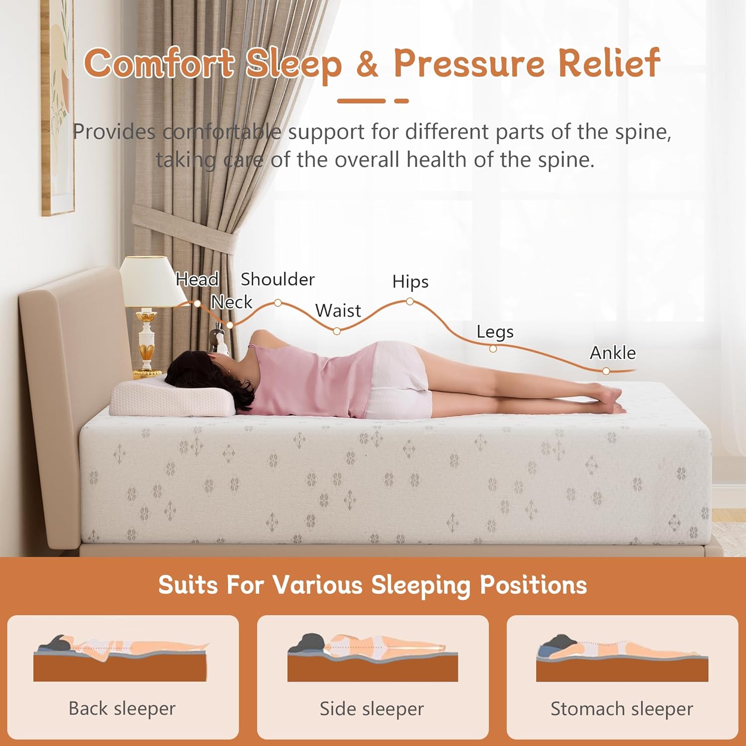 California King Mattress 10 Inch Memory Foam Mattress in a Box, Gel Memory Foam or Lumbar Support,Medium Firm,Made in USA,CertiPUR-US Certified