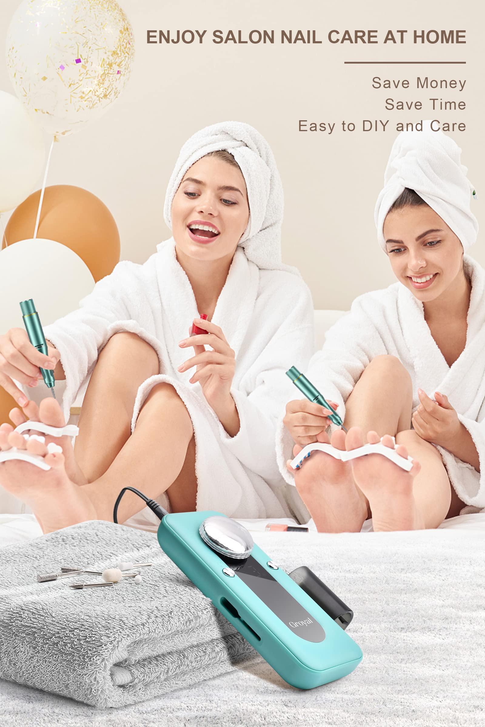 Taladro de uñas eléctrico profesional, lima de uñas eléctrica inalámbrica de 45000 RPM para uñas de gel acrílicas, herramienta profesional de manicura, pedicura, pulido, herramientas para el salón del 3
