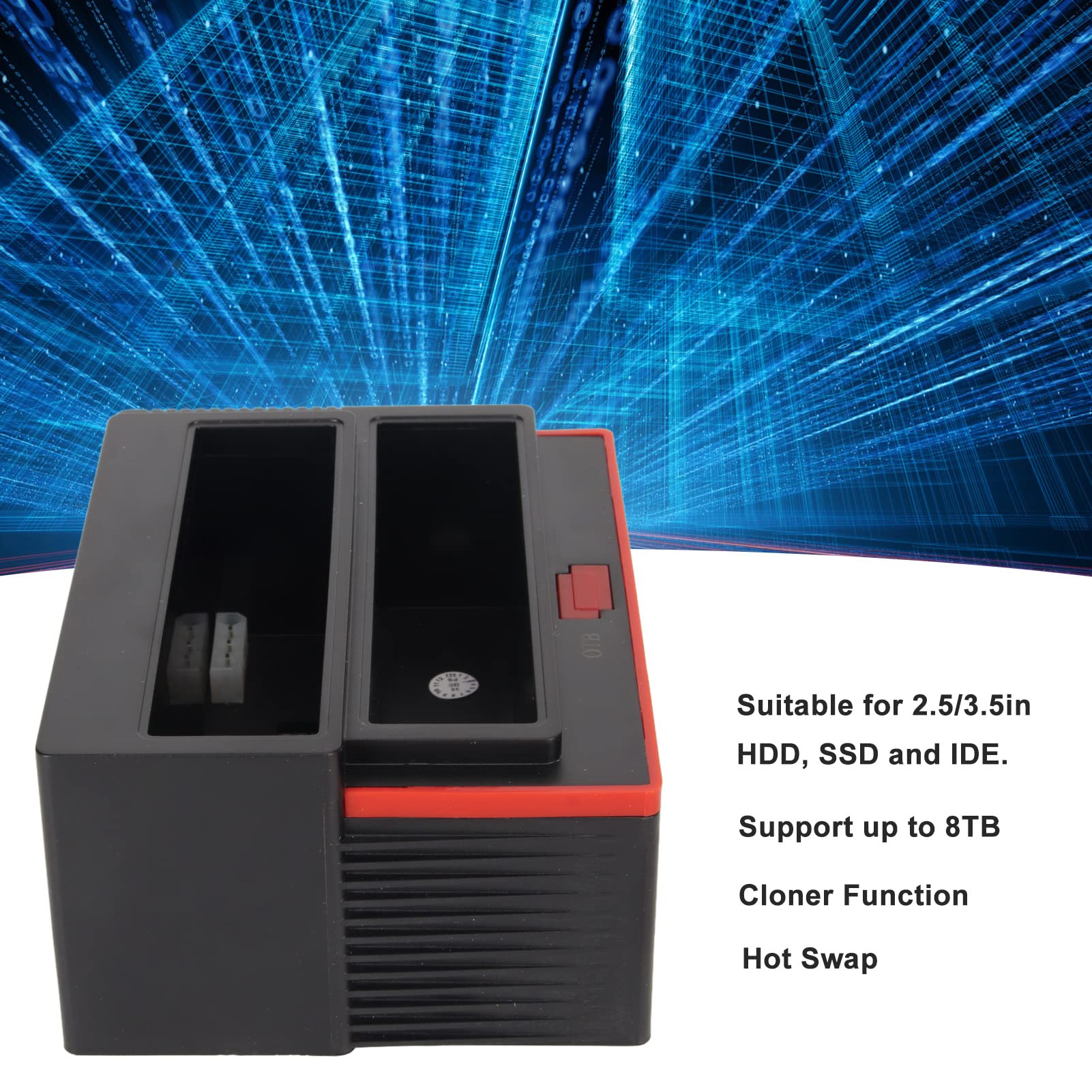 Stacja Dokująca HDD Dual Bay USB2.0 do IDE Funkcja Klonowania Czytnik Dysku Twardego 2,5/3,5 Cala 8 TB SSD (przepisy europejskie)