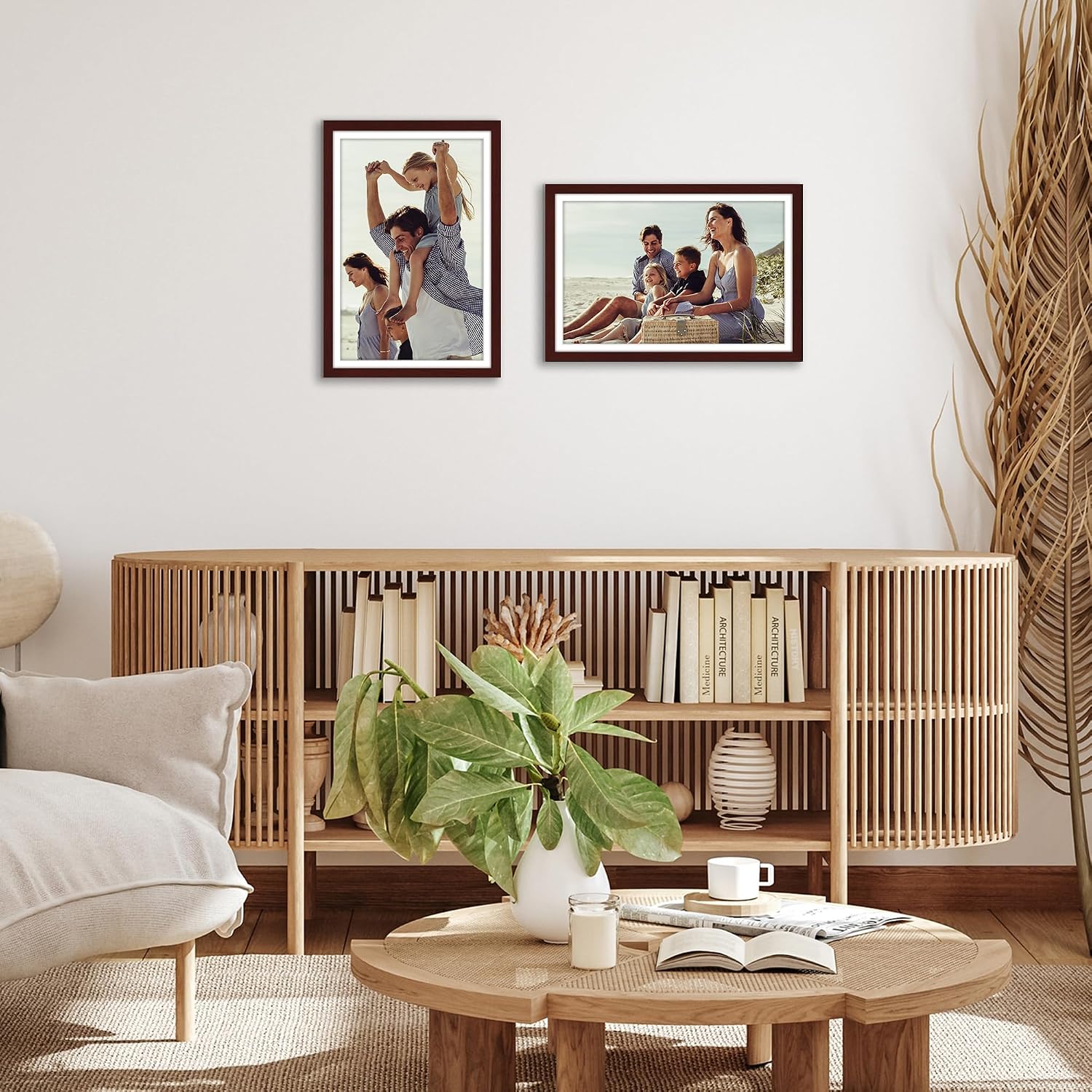 Americanflat 12x18 Poster Frame with Polished Plexiglass - Set of 2 - Use as 11x17 Frame with Mat or Display 12x18 Photo Without Mat - Galleria Collection - Picture Frames for Wall Display - Mahogany