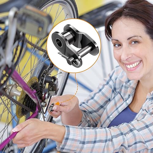 Miniatura 12 de OIIKI Enlace compensado de cadena de rodillos #40, paquete de 8