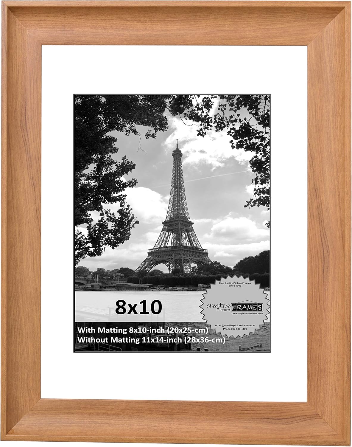Creative Picture Frames 11” x 14” Eco Natural Wood Frame Finish Picture Frame with Mat to Hold 8” x 10” Photo Media Including Installed Hangers (White Mat)